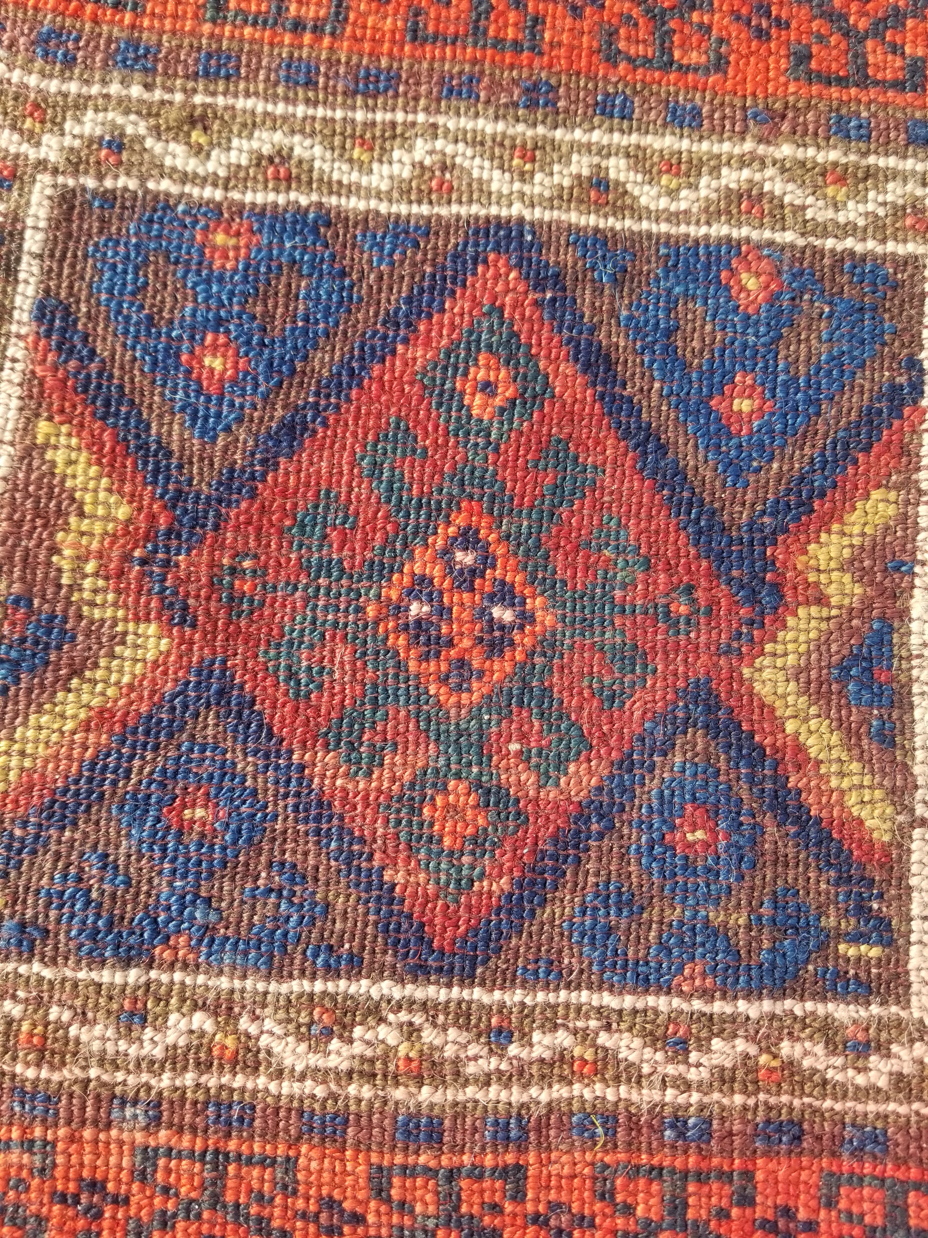 Antique Traditional Handmade Kurdish Wool Multicolor Bag Face 61x46cm