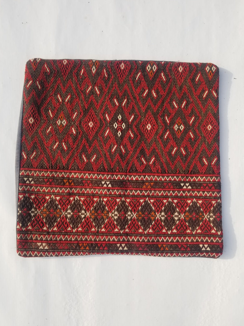 Antique Traditional Handmade Turkoman Wool Multicolor Cushion Cover 46x45cm