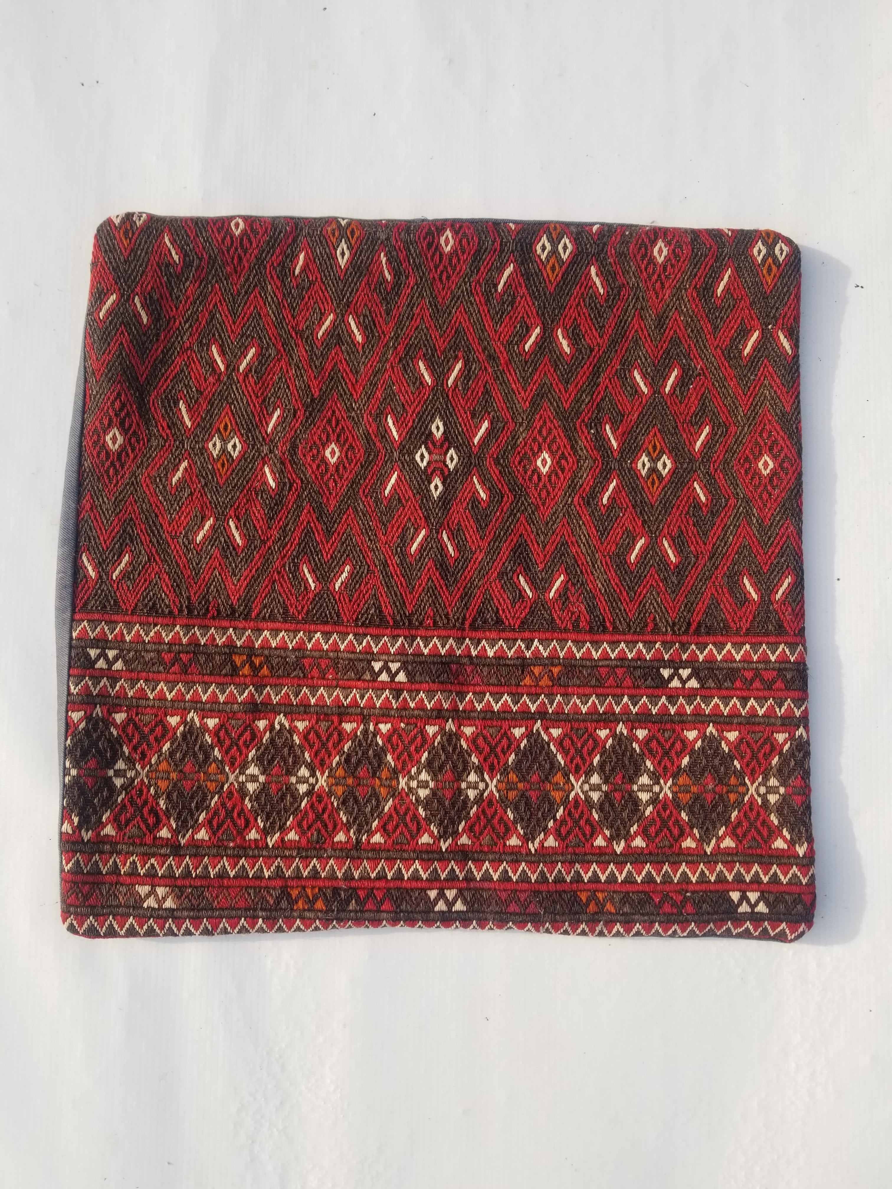 Antique Traditional Handmade Turkoman Wool Multicolor Cushion Cover 46x45cm