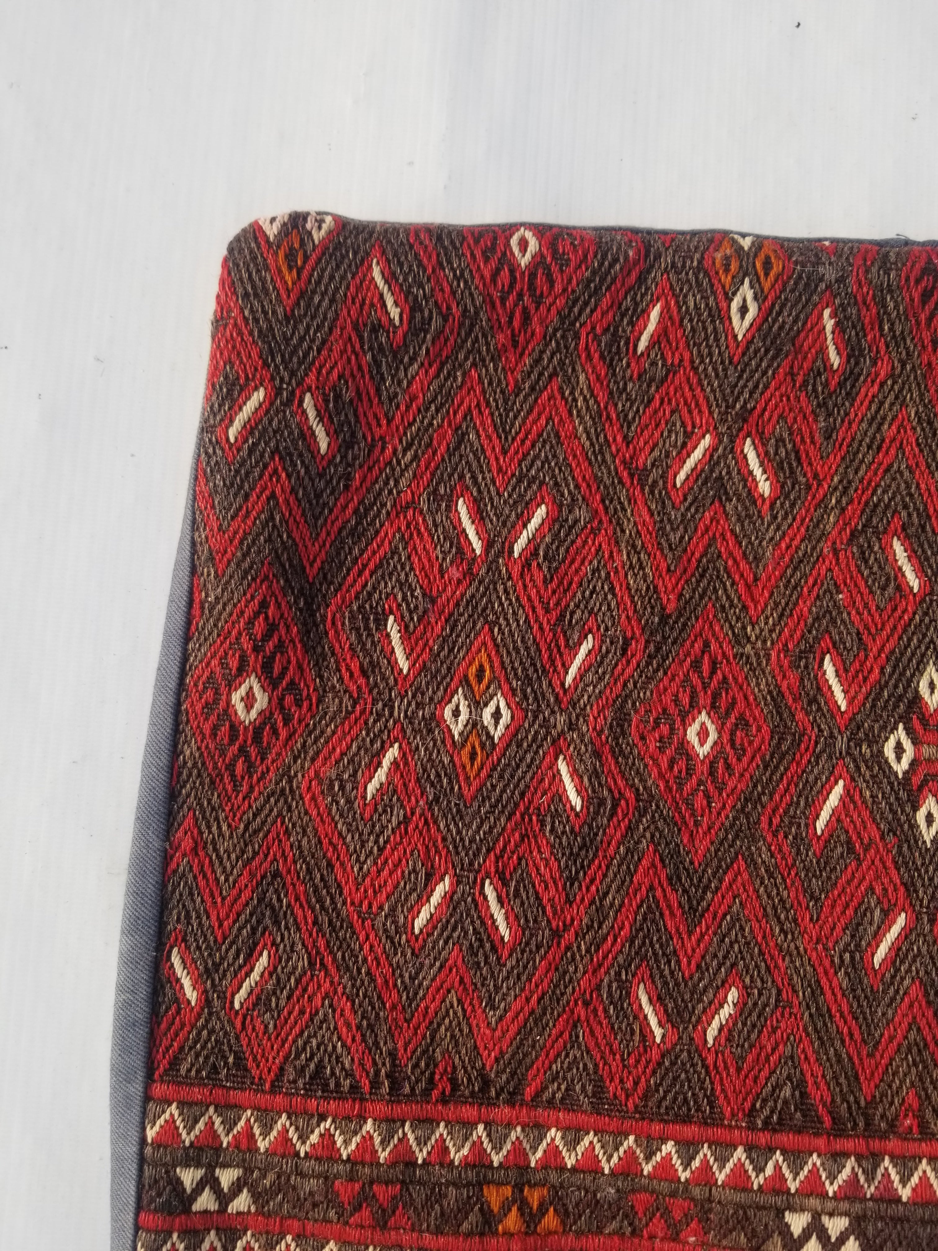 Antique Traditional Handmade Turkoman Wool Multicolor Cushion Cover 46x45cm