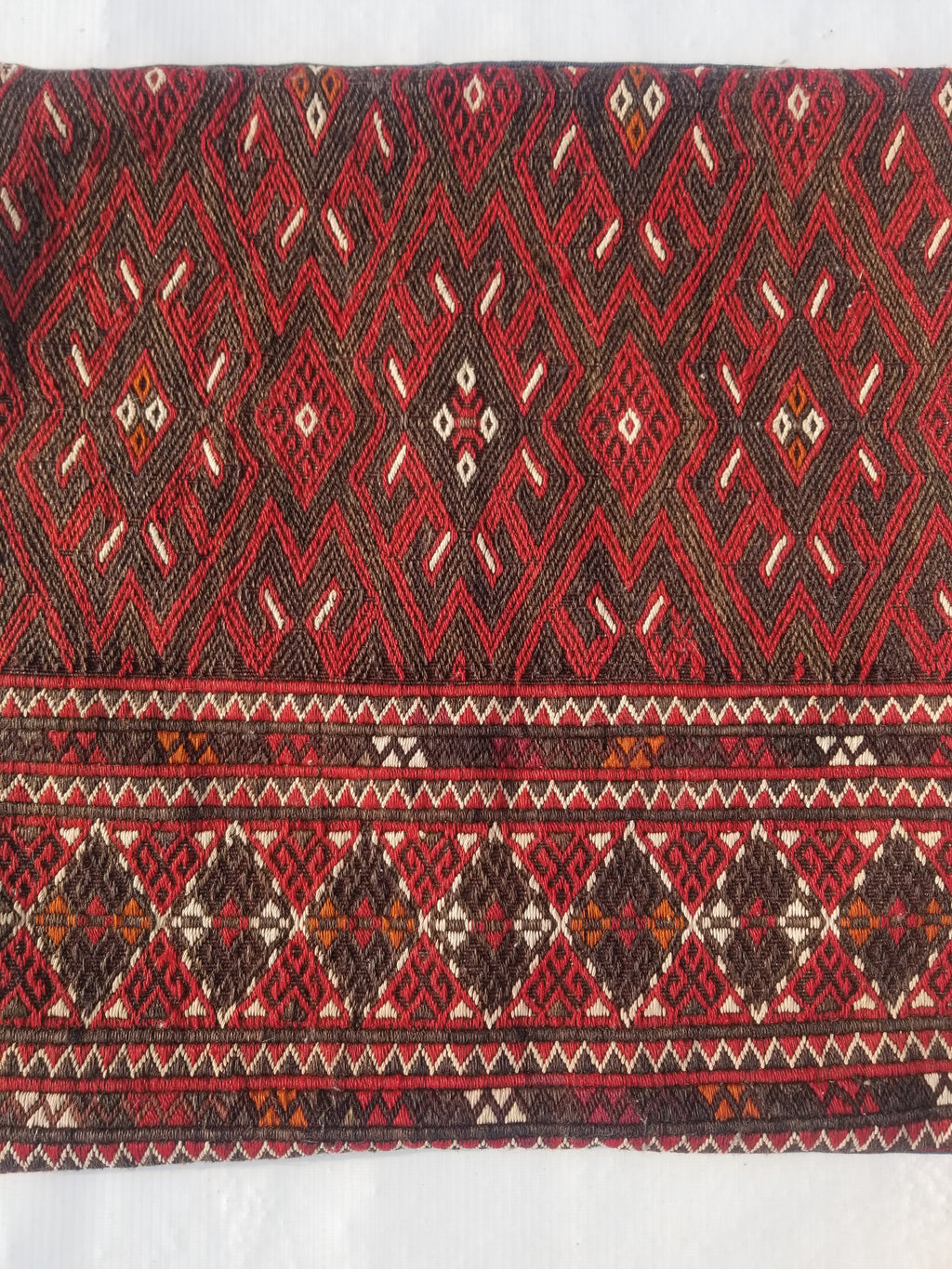 Antique Traditional Handmade Turkoman Wool Multicolor Cushion Cover 46x45cm