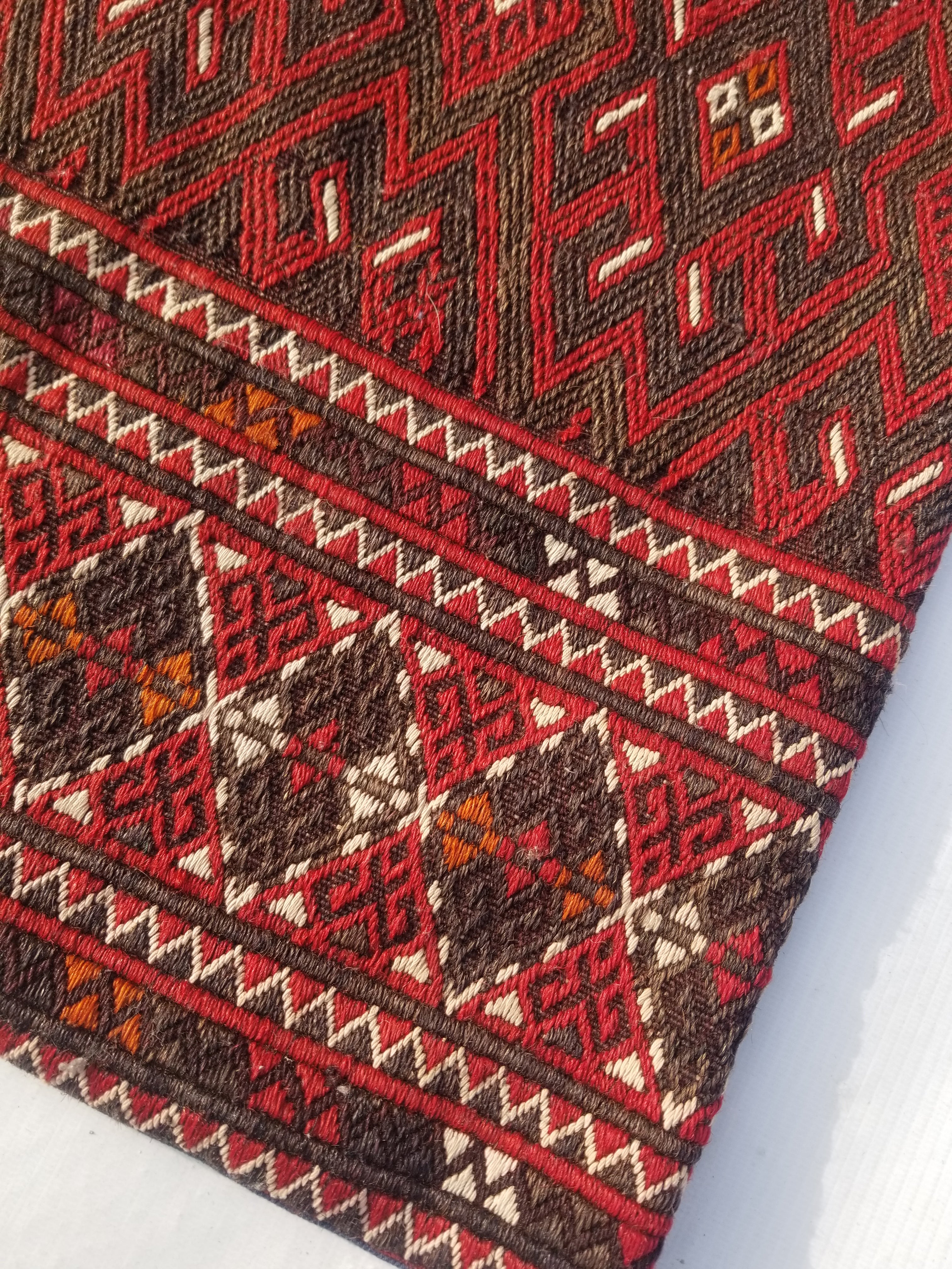 Antique Traditional Handmade Turkoman Wool Multicolor Cushion Cover 46x45cm