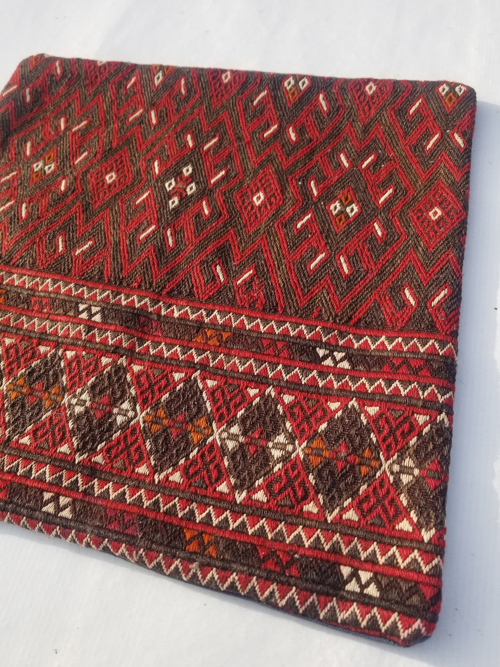 Antique Traditional Handmade Turkoman Wool Multicolor Cushion Cover 46x45cm
