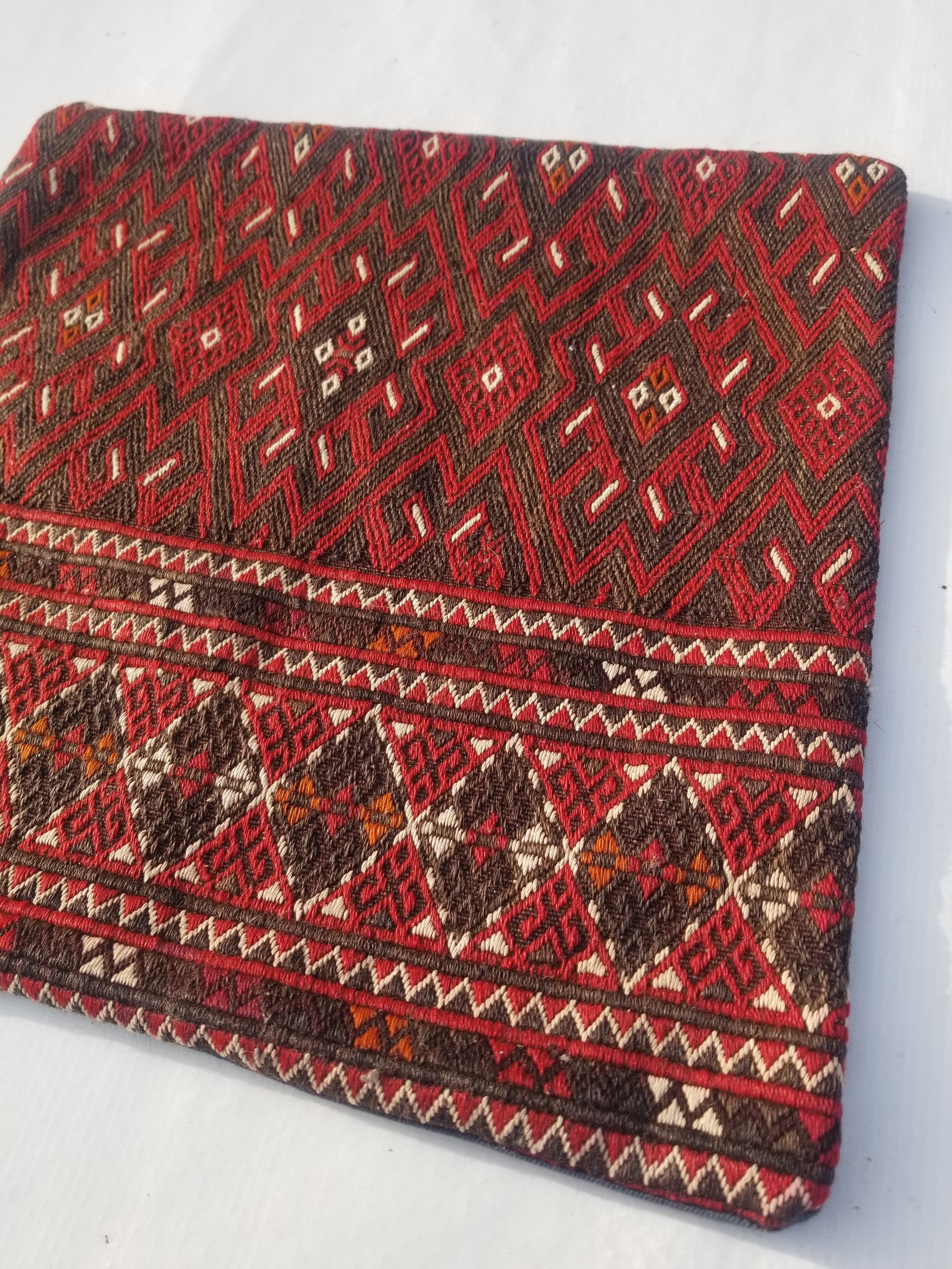 Antique Traditional Handmade Turkoman Wool Multicolor Cushion Cover 46x45cm