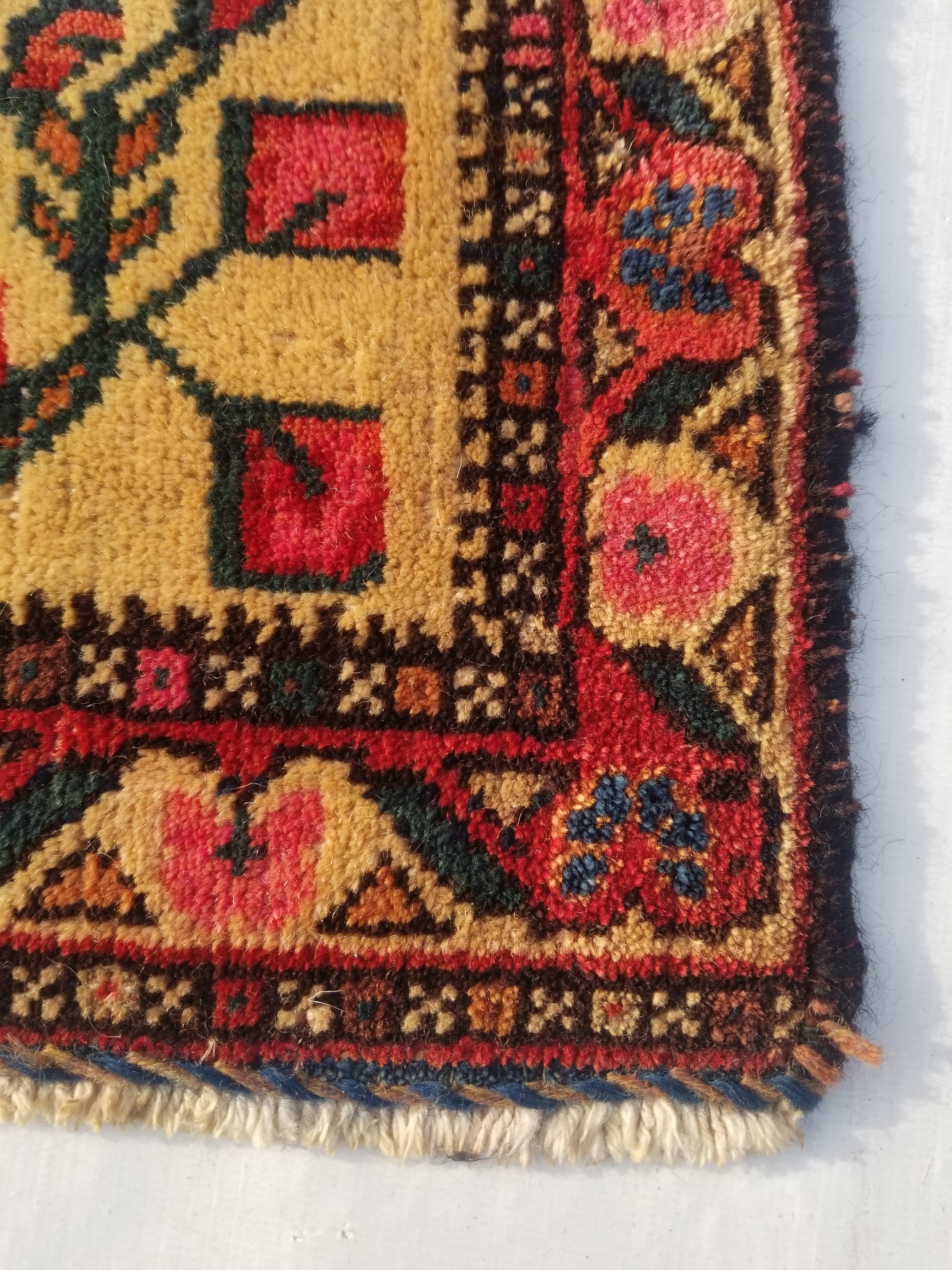 Antique Traditional Handmade Oriental Wool Multicolor Rug 40x26cm