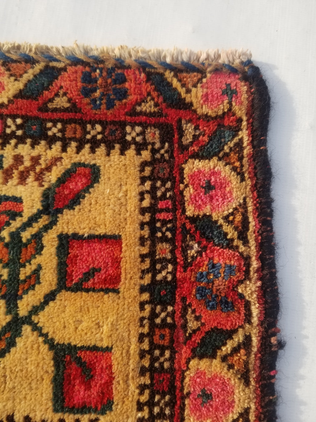 Antique Traditional Handmade Oriental Wool Multicolor Rug 40x26cm