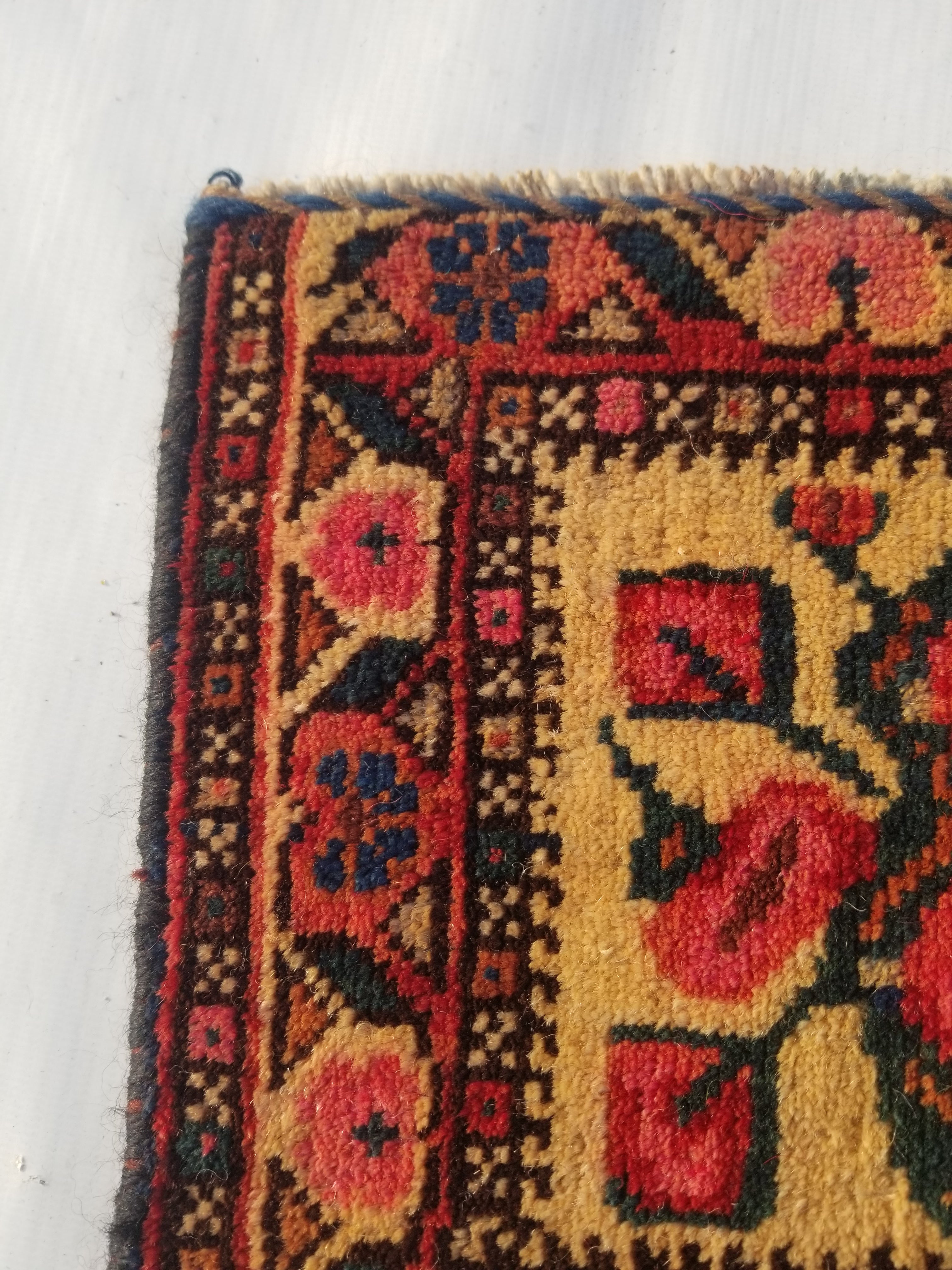 Antique Traditional Handmade Oriental Wool Multicolor Rug 40x26cm