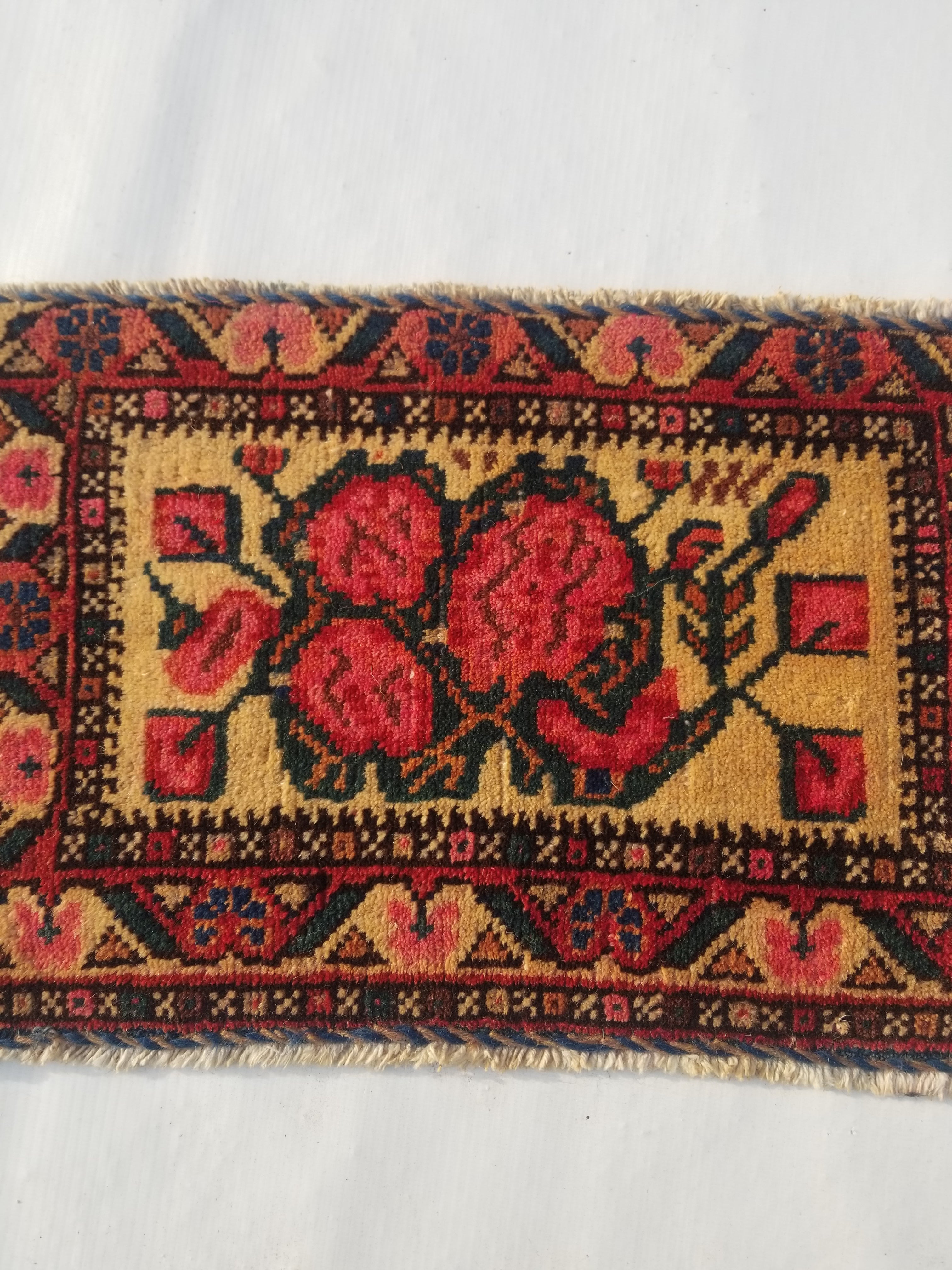 Antique Traditional Handmade Oriental Wool Multicolor Rug 40x26cm