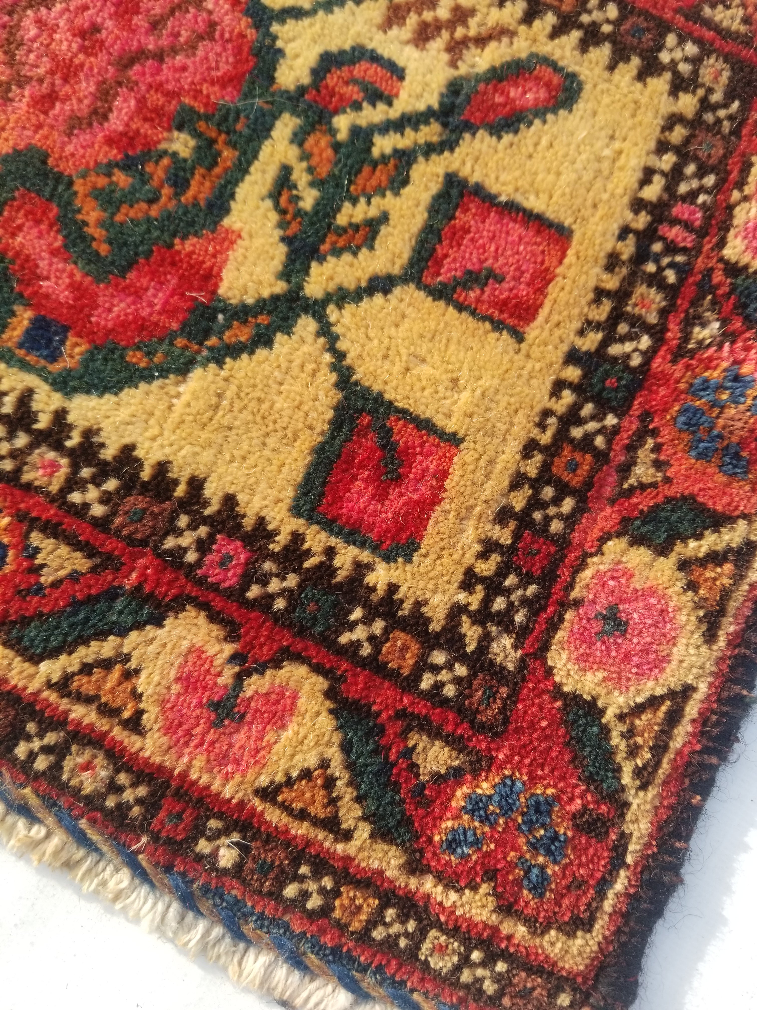 Antique Traditional Handmade Oriental Wool Multicolor Rug 40x26cm