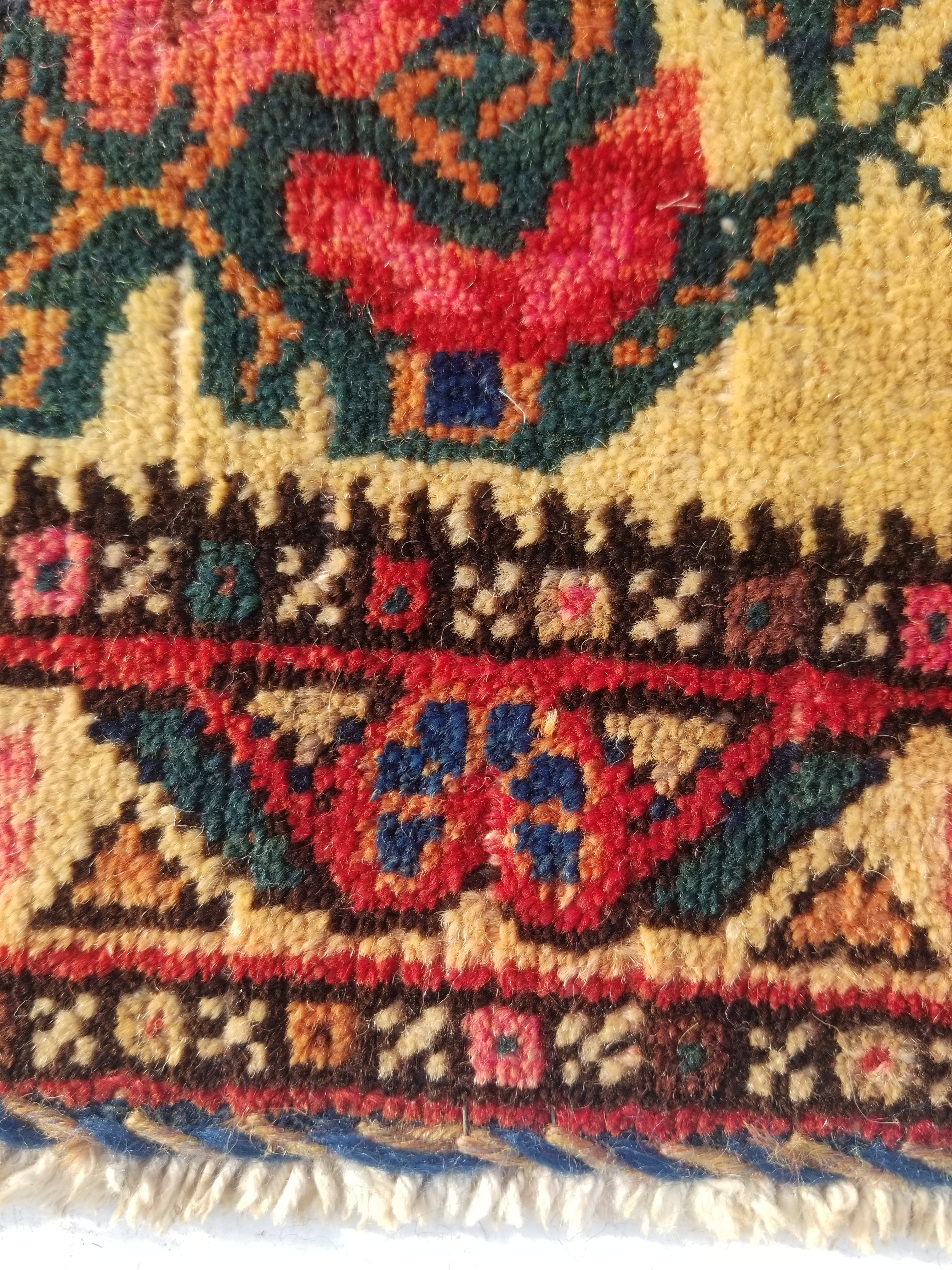 Antique Traditional Handmade Oriental Wool Multicolor Rug 40x26cm
