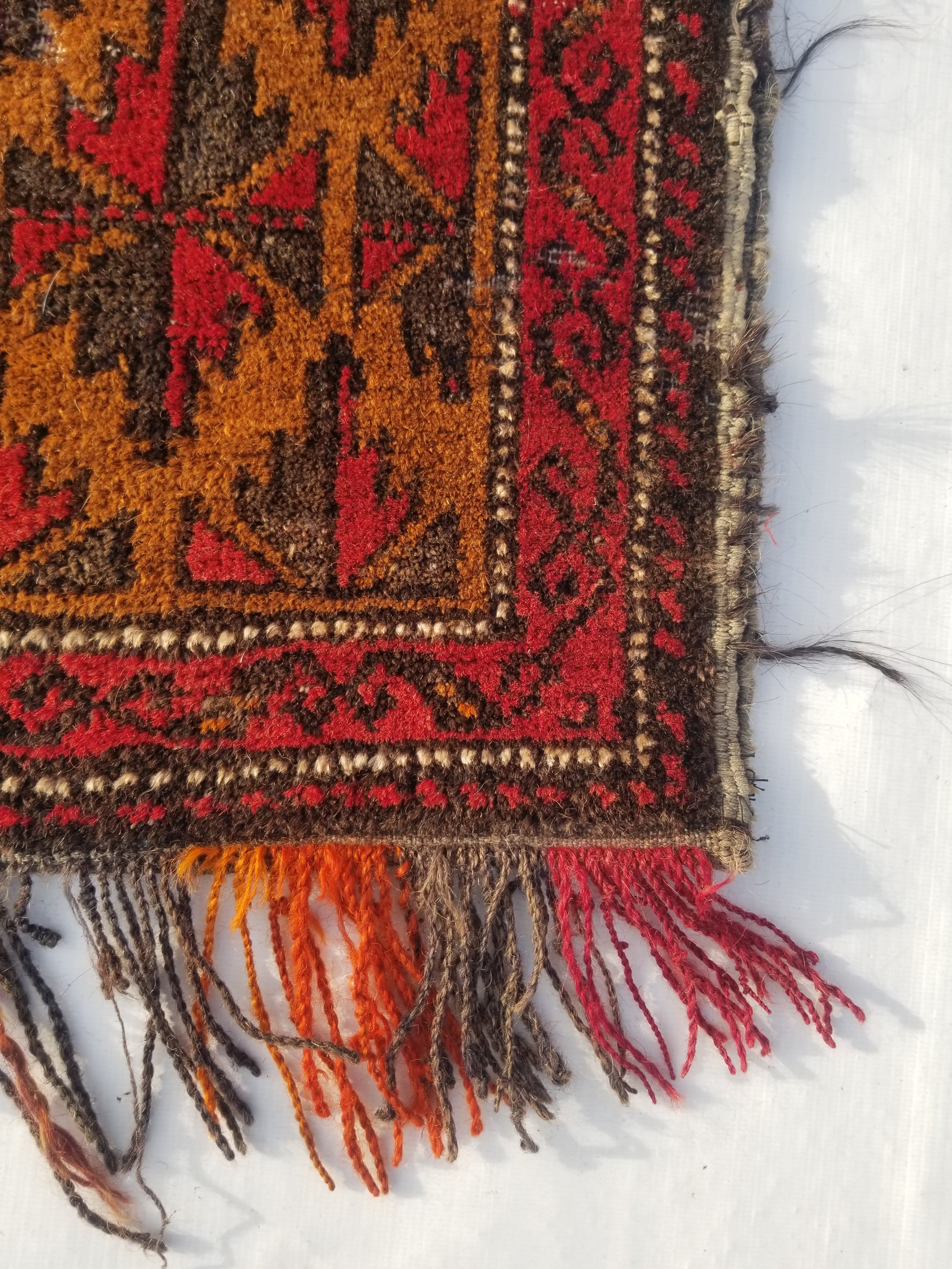 Antique Traditional Handmade Afghan Wool Multicolor Saddle Bag 48x45cm