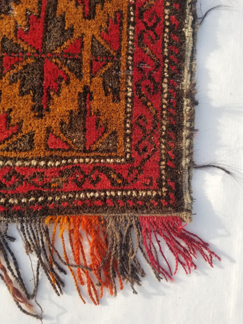 Antique Traditional Handmade Afghan Wool Multicolor Saddle Bag 48x45cm