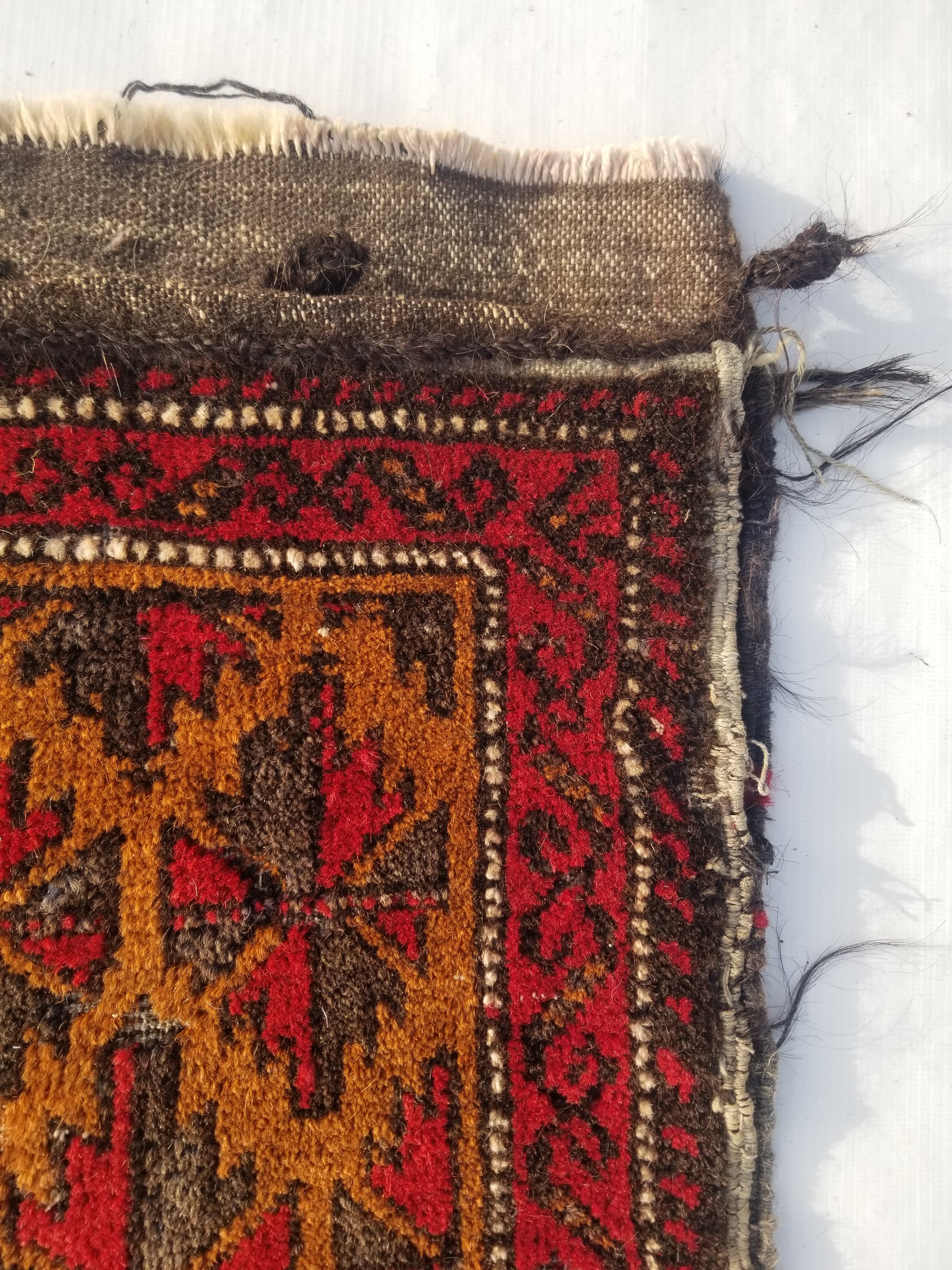 Antique Traditional Handmade Afghan Wool Multicolor Saddle Bag 48x45cm