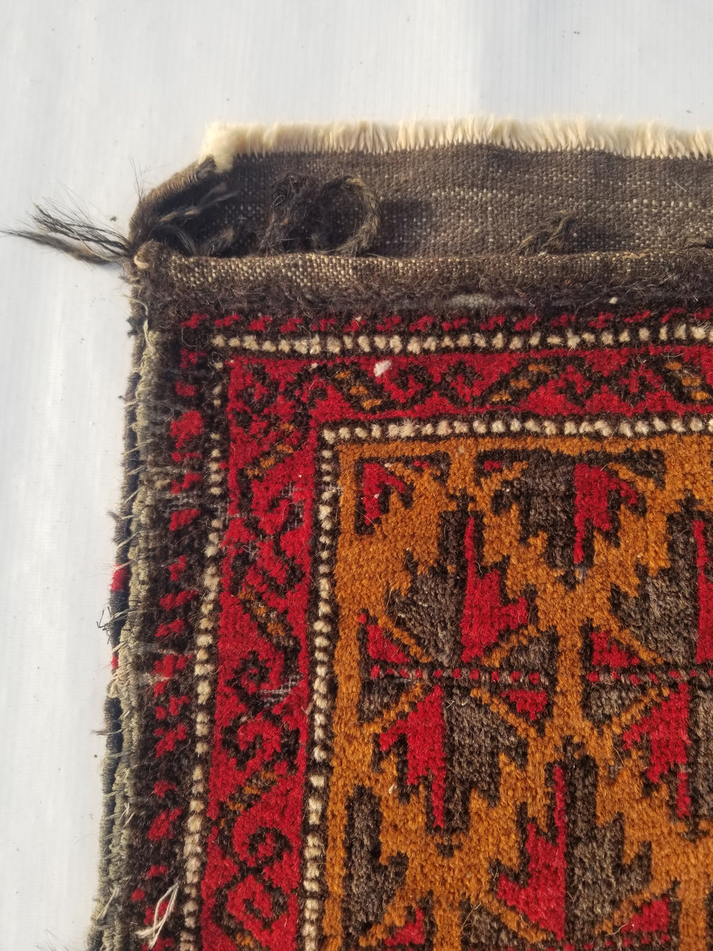 Antique Traditional Handmade Afghan Wool Multicolor Saddle Bag 48x45cm