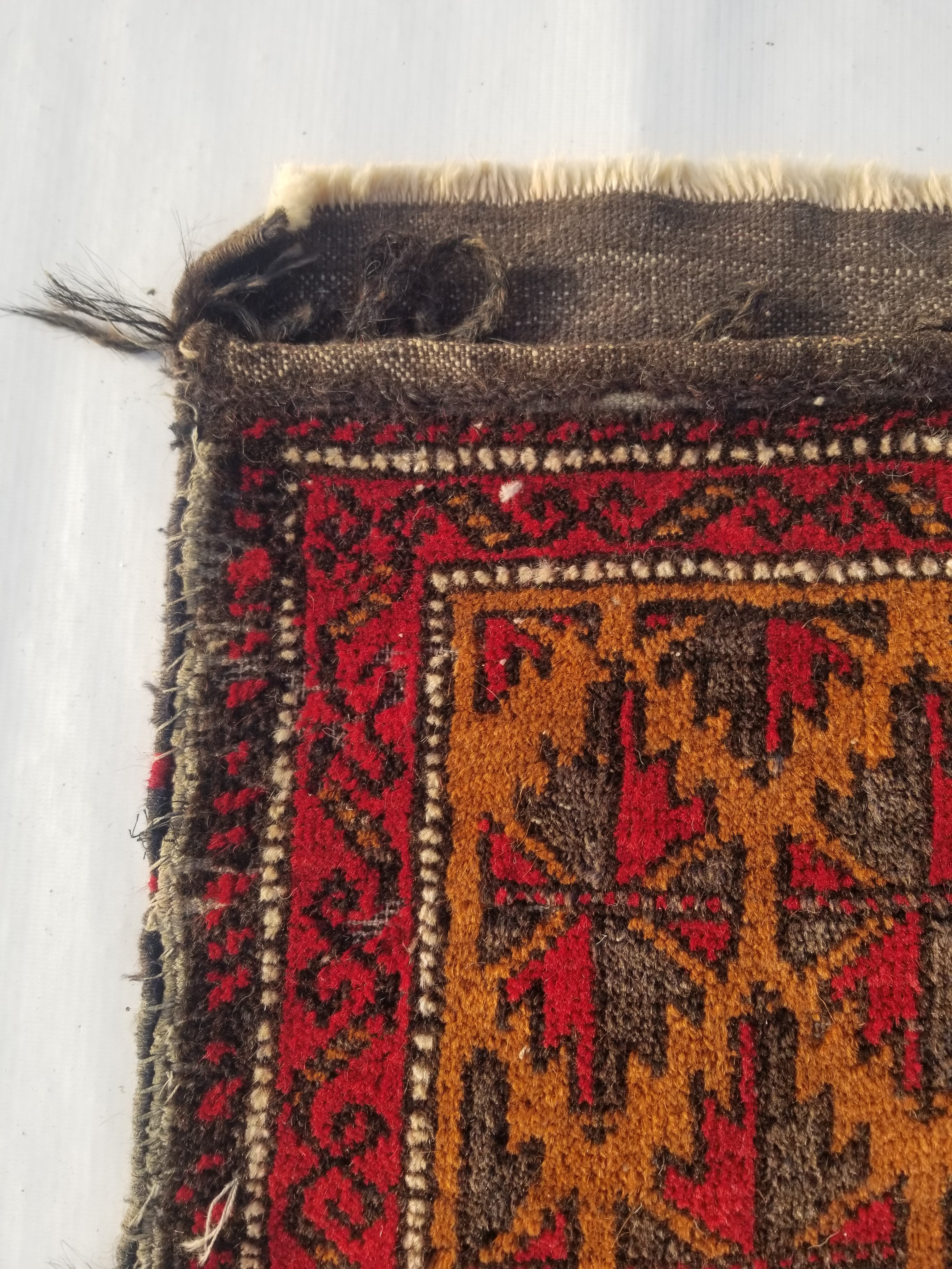 Antique Traditional Handmade Afghan Wool Multicolor Saddle Bag 48x45cm