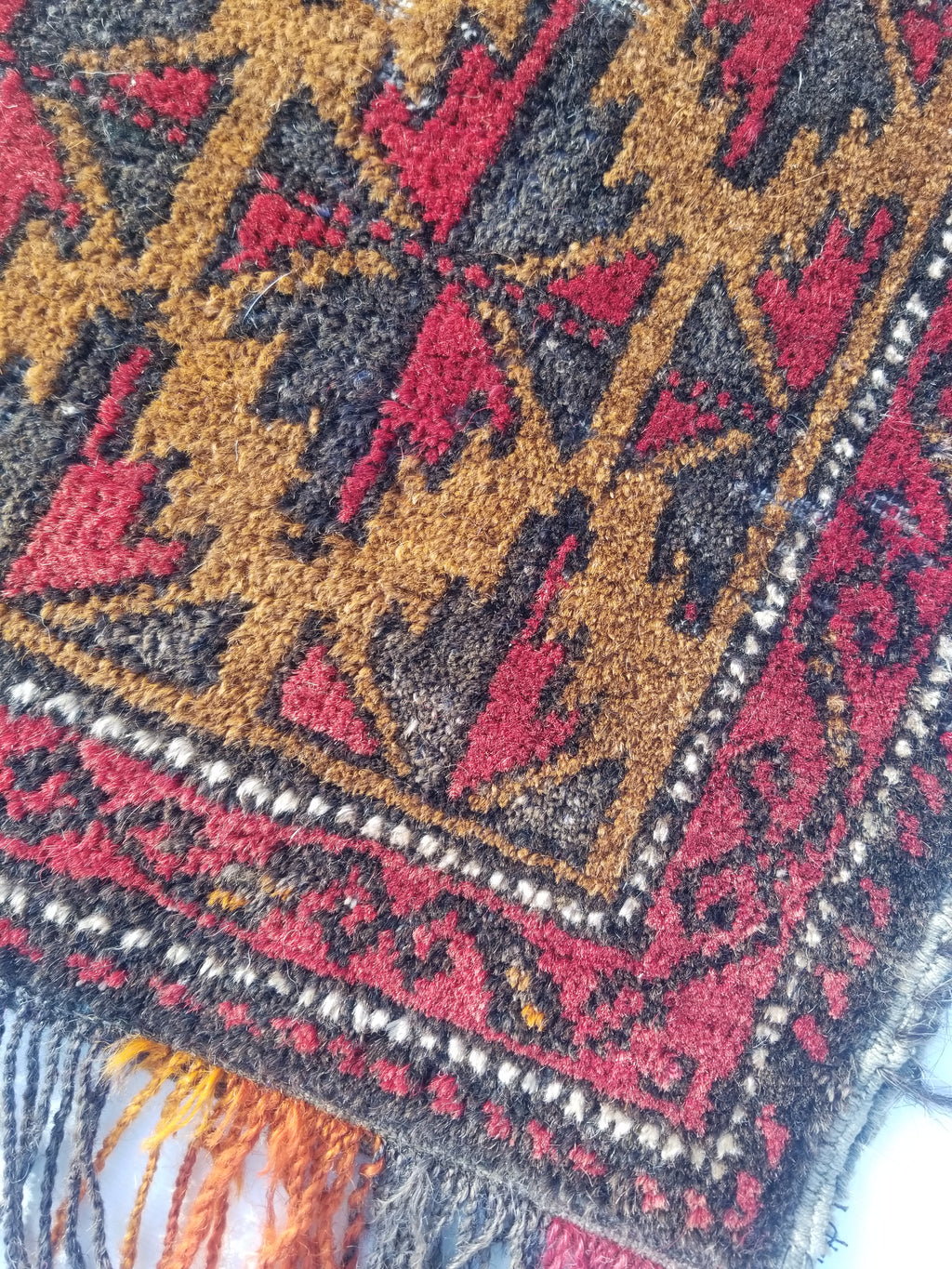 Antique Traditional Handmade Afghan Wool Multicolor Saddle Bag 48x45cm