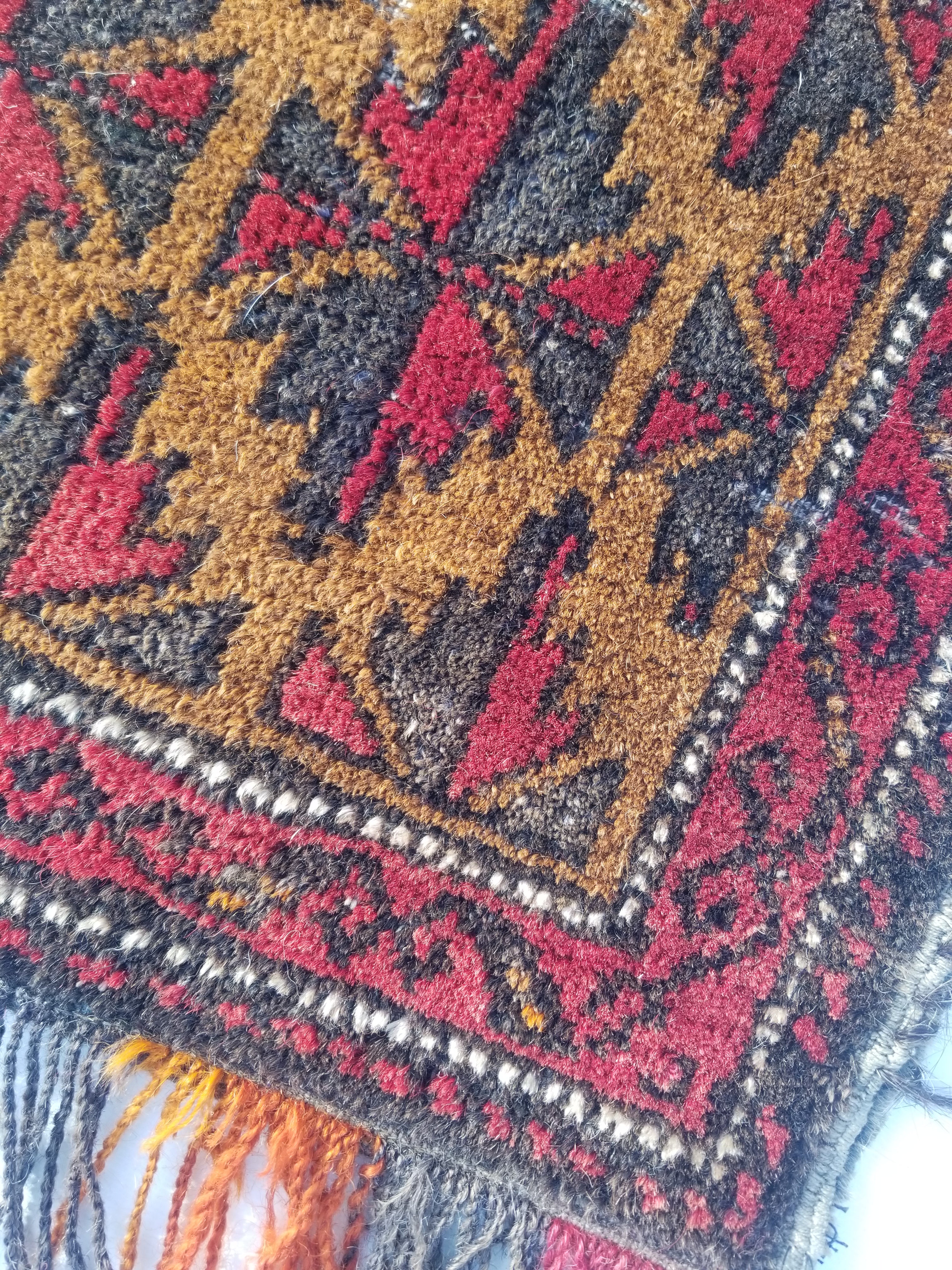 Antique Traditional Handmade Afghan Wool Multicolor Saddle Bag 48x45cm