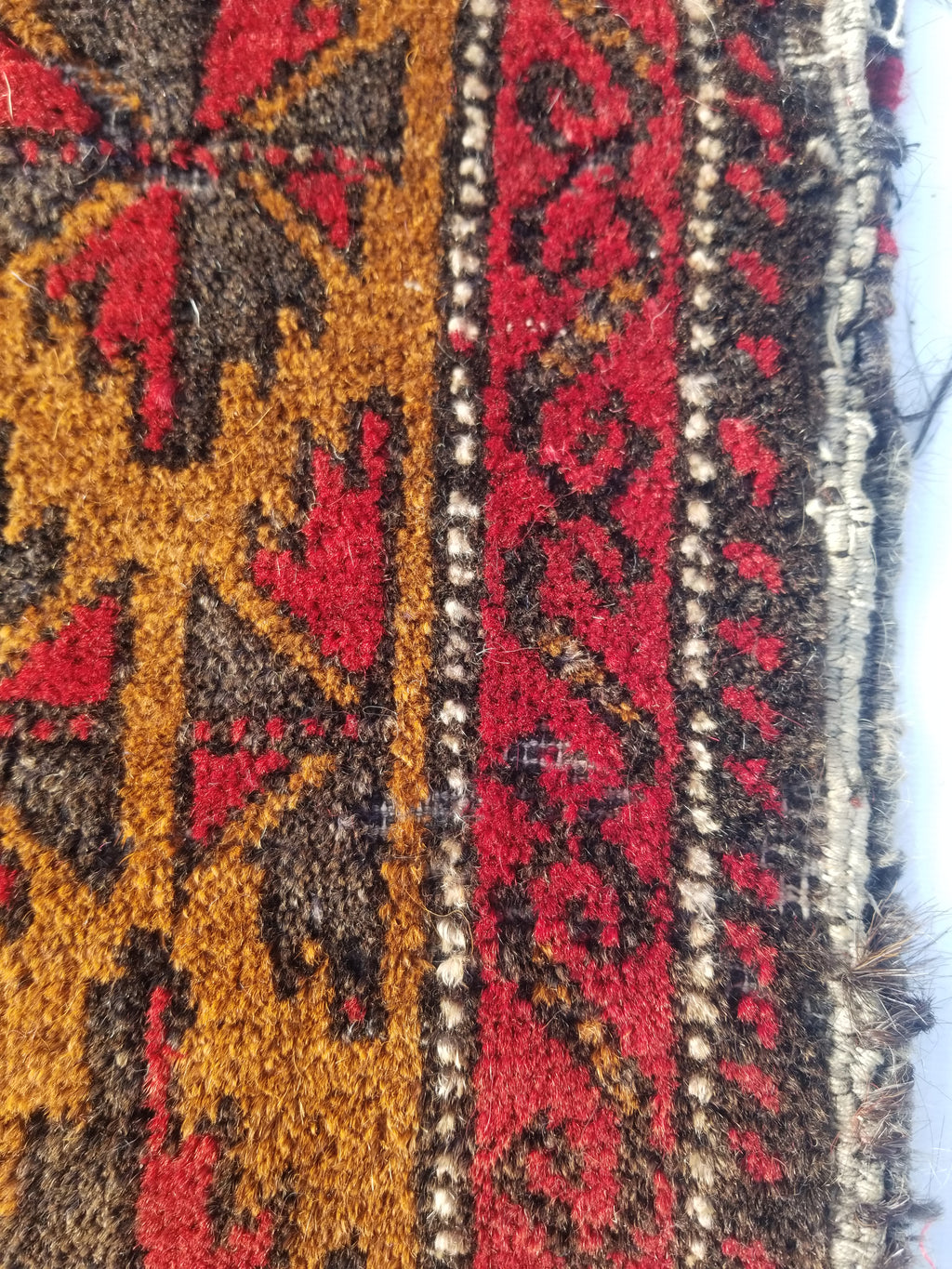 Antique Traditional Handmade Afghan Wool Multicolor Saddle Bag 48x45cm