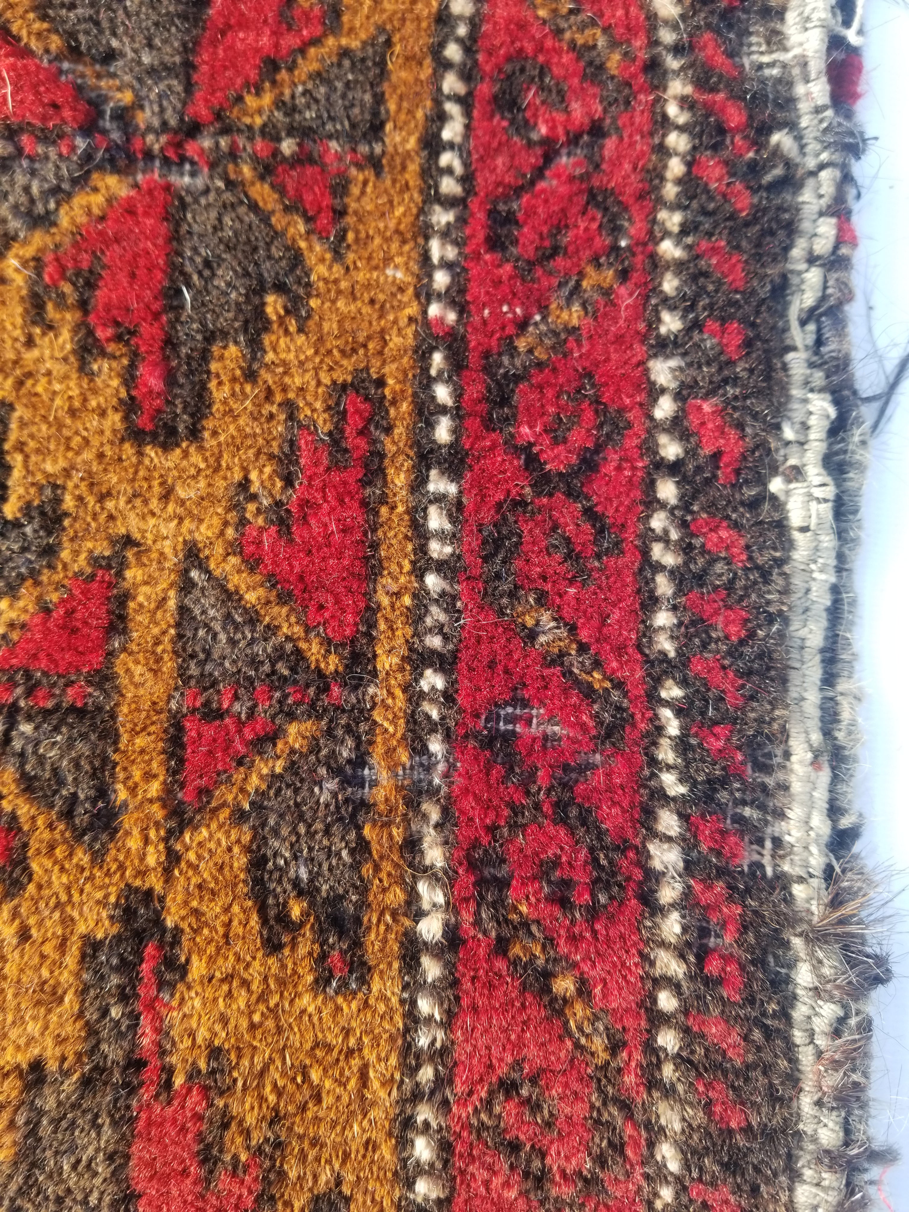 Antique Traditional Handmade Afghan Wool Multicolor Saddle Bag 48x45cm