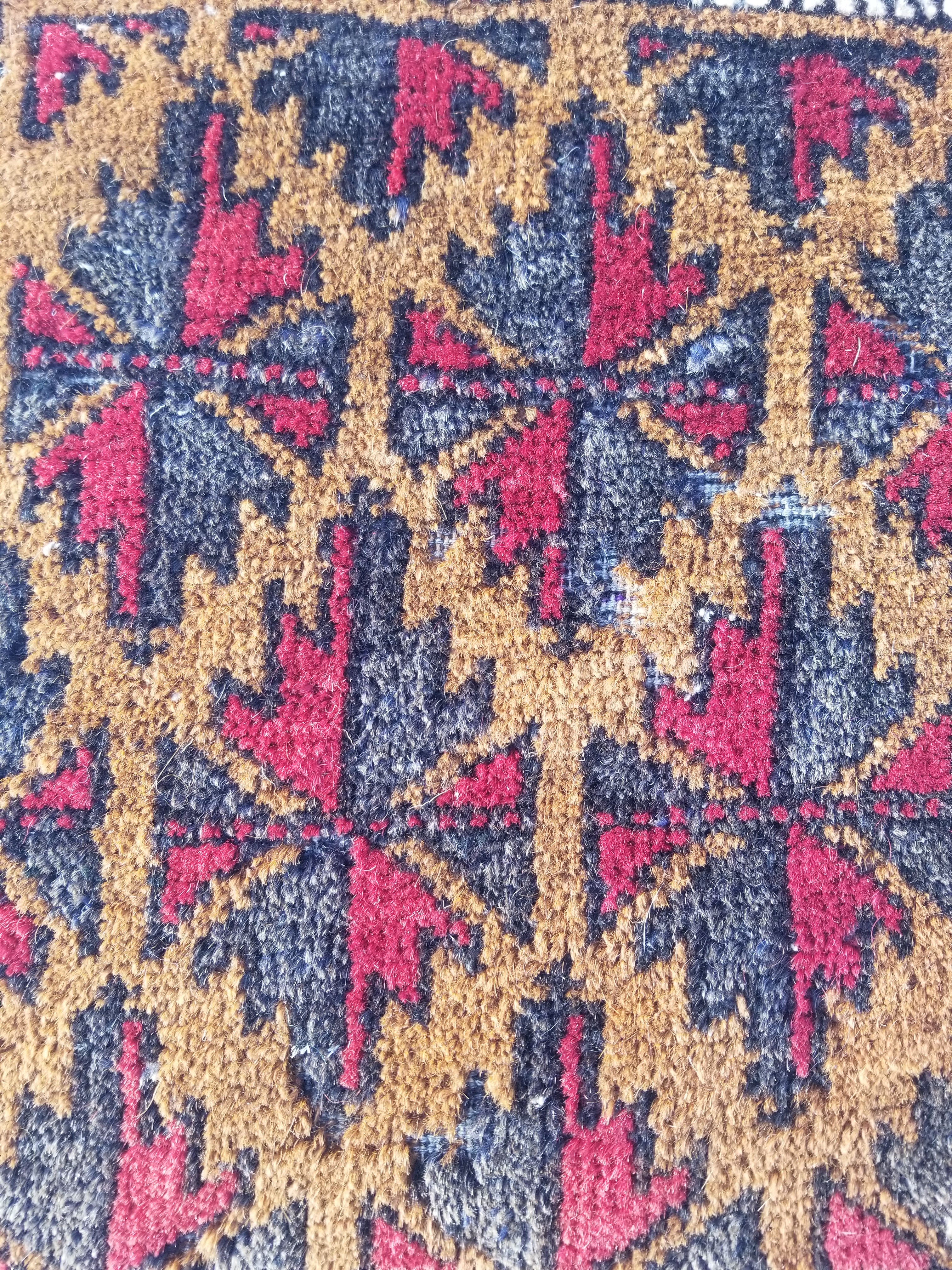 Antique Traditional Handmade Afghan Wool Multicolor Saddle Bag 48x45cm