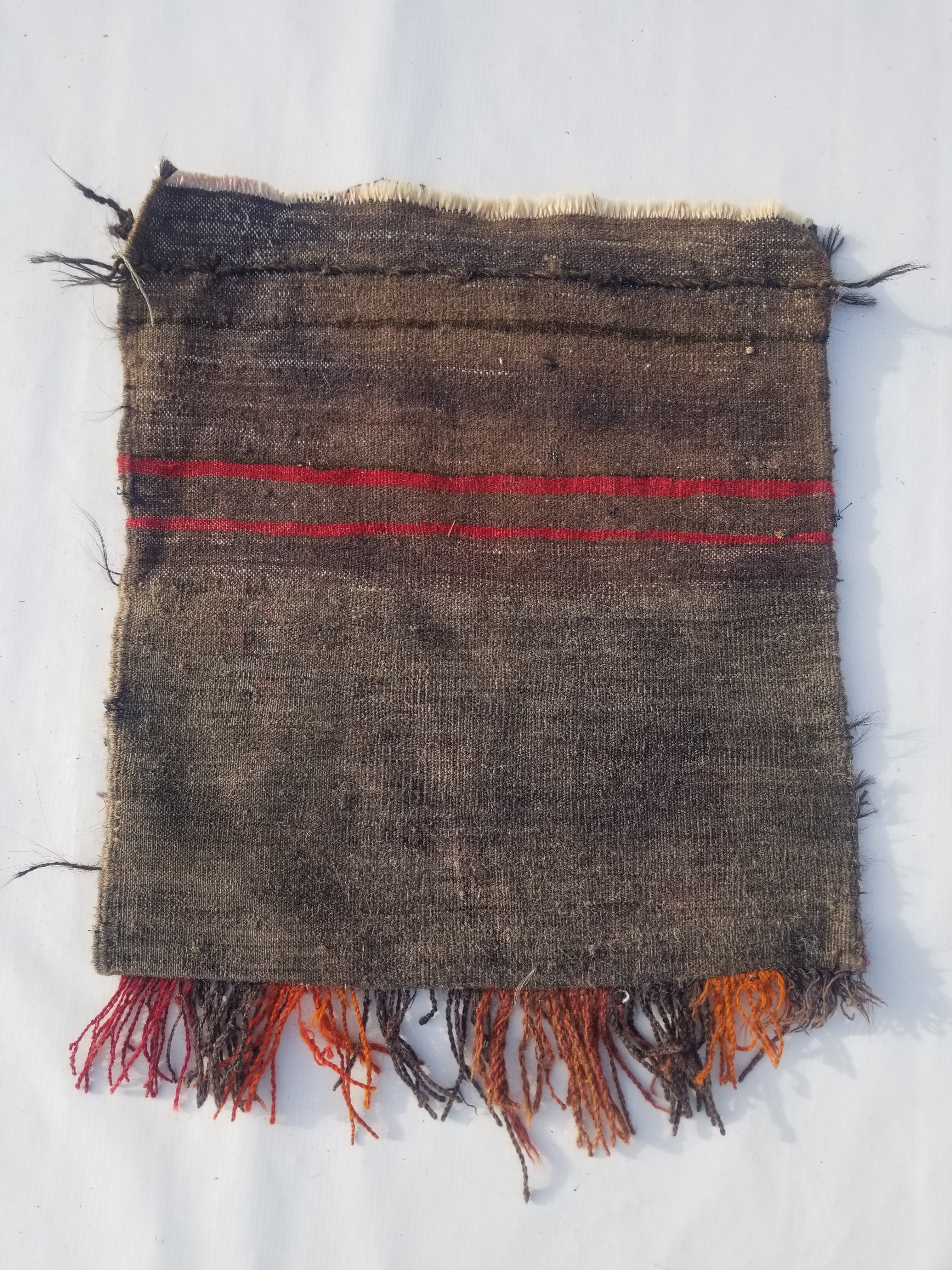Antique Traditional Handmade Afghan Wool Multicolor Saddle Bag 48x45cm