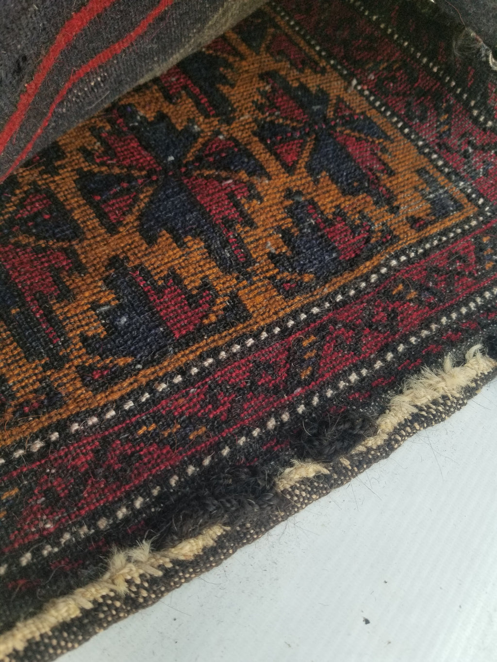 Antique Traditional Handmade Afghan Wool Multicolor Saddle Bag 48x45cm