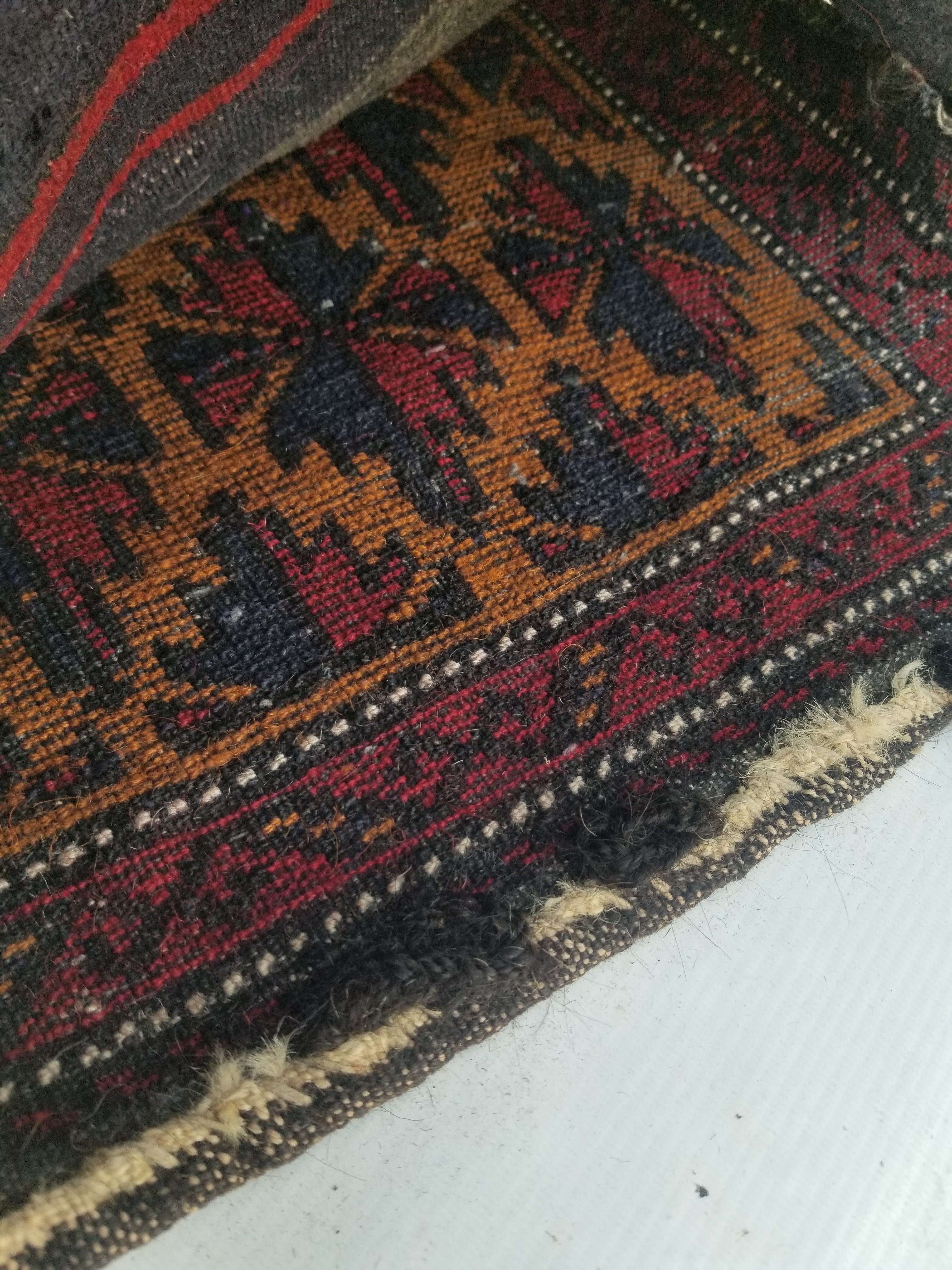 Antique Traditional Handmade Afghan Wool Multicolor Saddle Bag 48x45cm
