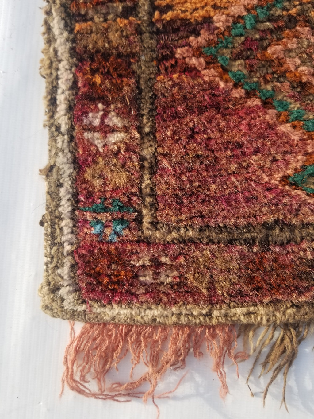 Antique Traditional Handmade Afghan Wool Multicolor Saddle Bag 28x28cm