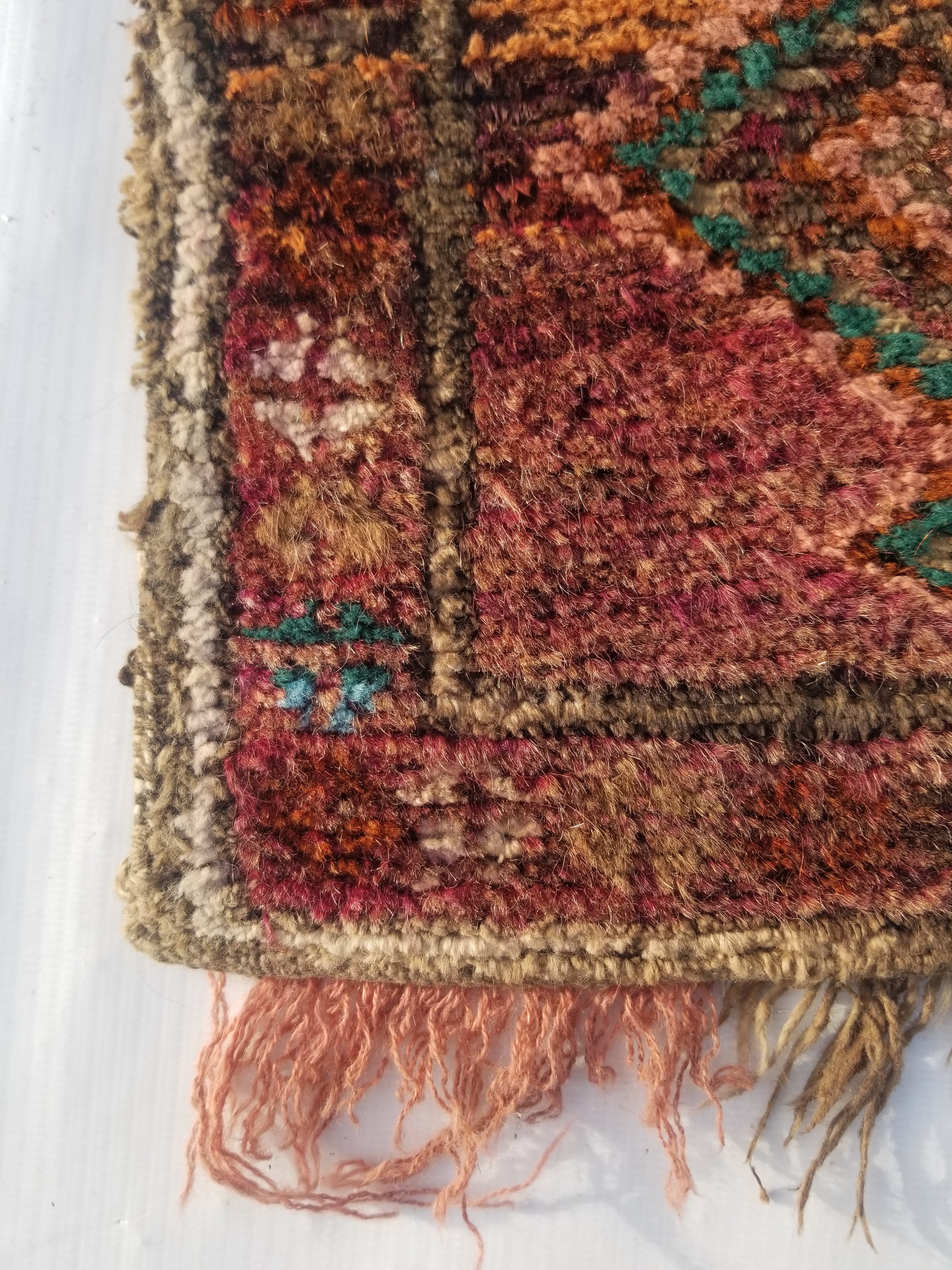 Antique Traditional Handmade Afghan Wool Multicolor Saddle Bag 28x28cm