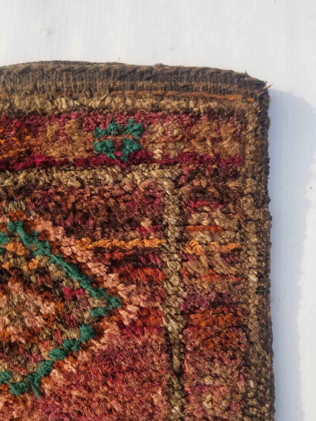 Antique Traditional Handmade Afghan Wool Multicolor Saddle Bag 28x28cm