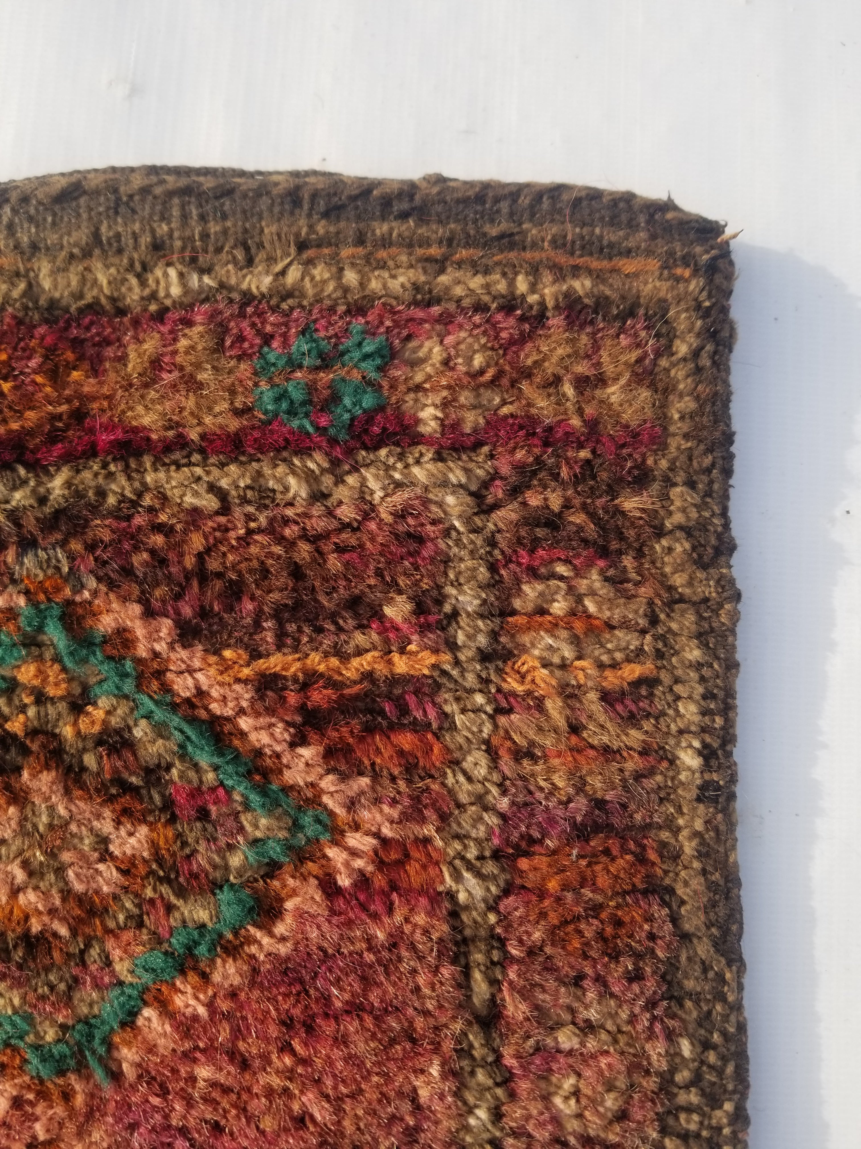 Antique Traditional Handmade Afghan Wool Multicolor Saddle Bag 28x28cm