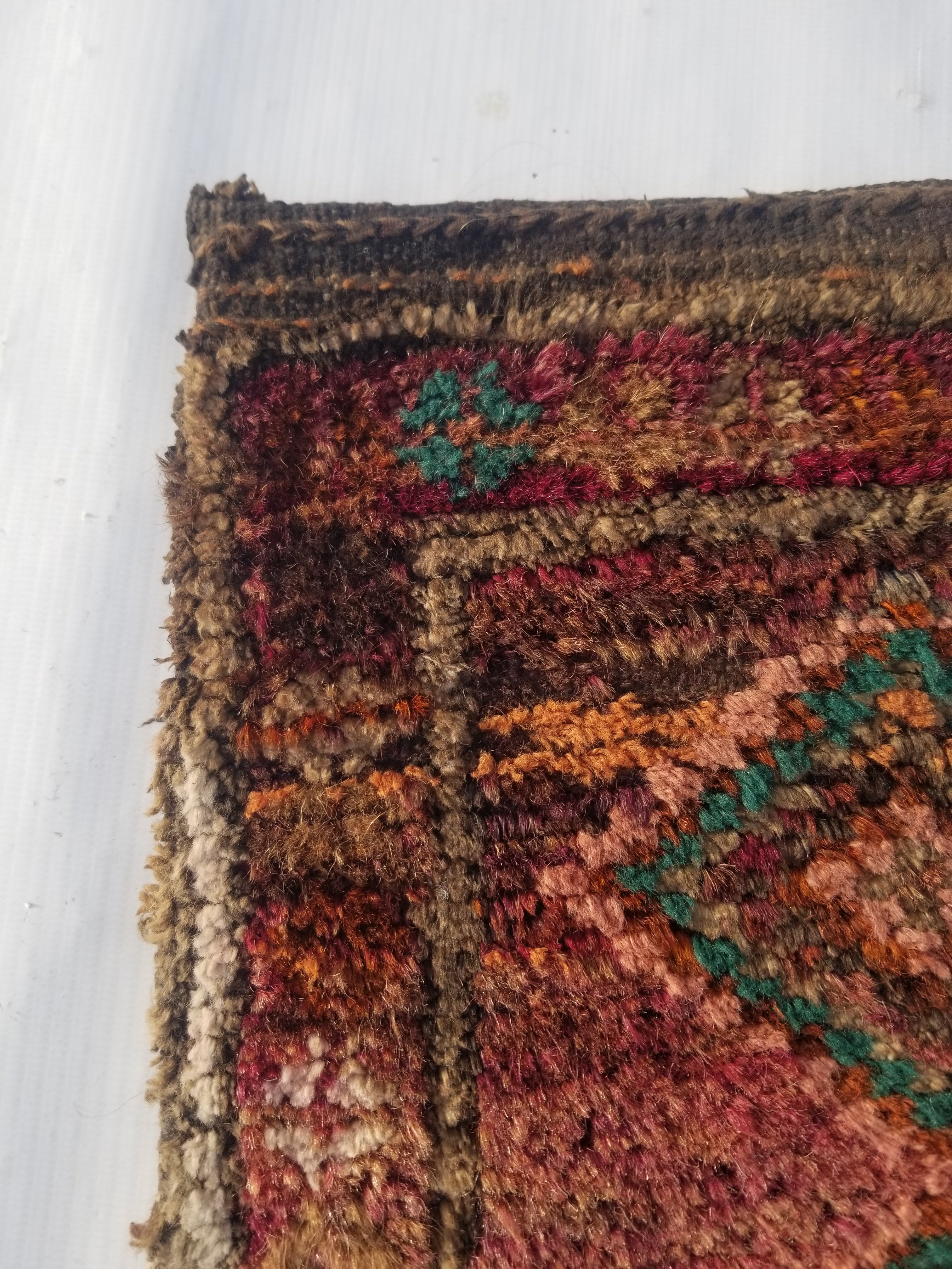Antique Traditional Handmade Afghan Wool Multicolor Saddle Bag 28x28cm