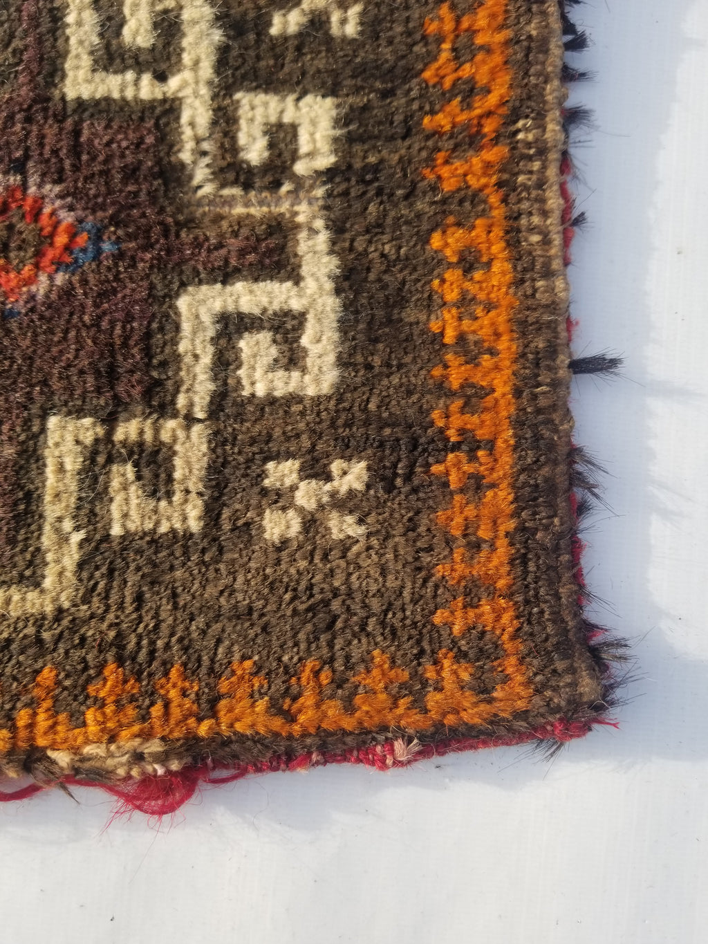 Antique Traditional Handmade Afghan Wool Multicolor Saddle Bag 28x25cm