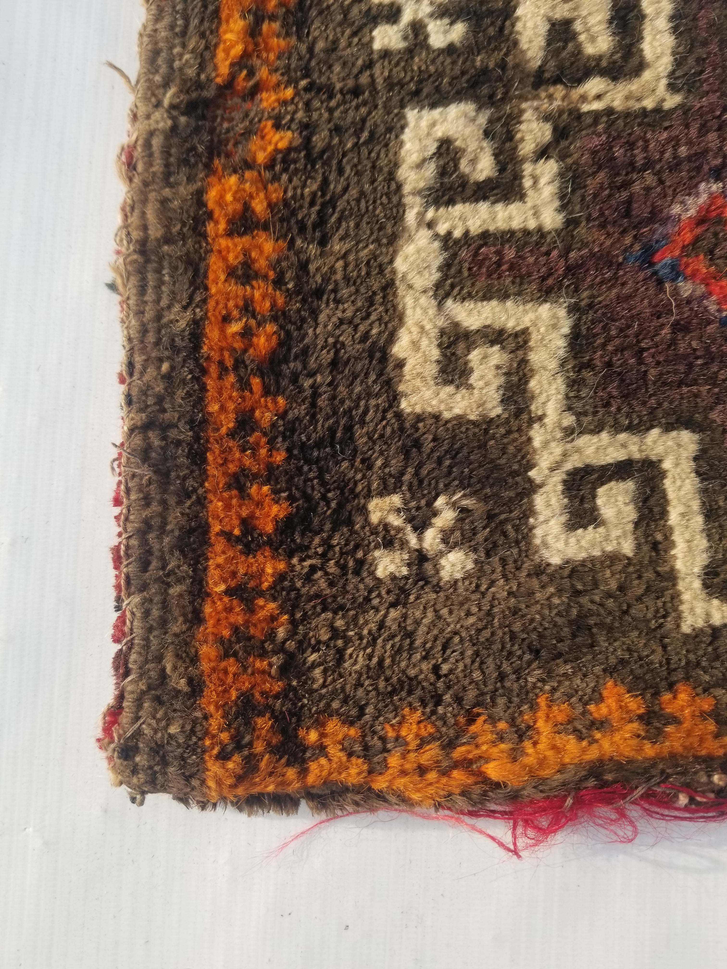 Antique Traditional Handmade Afghan Wool Multicolor Saddle Bag 28x25cm