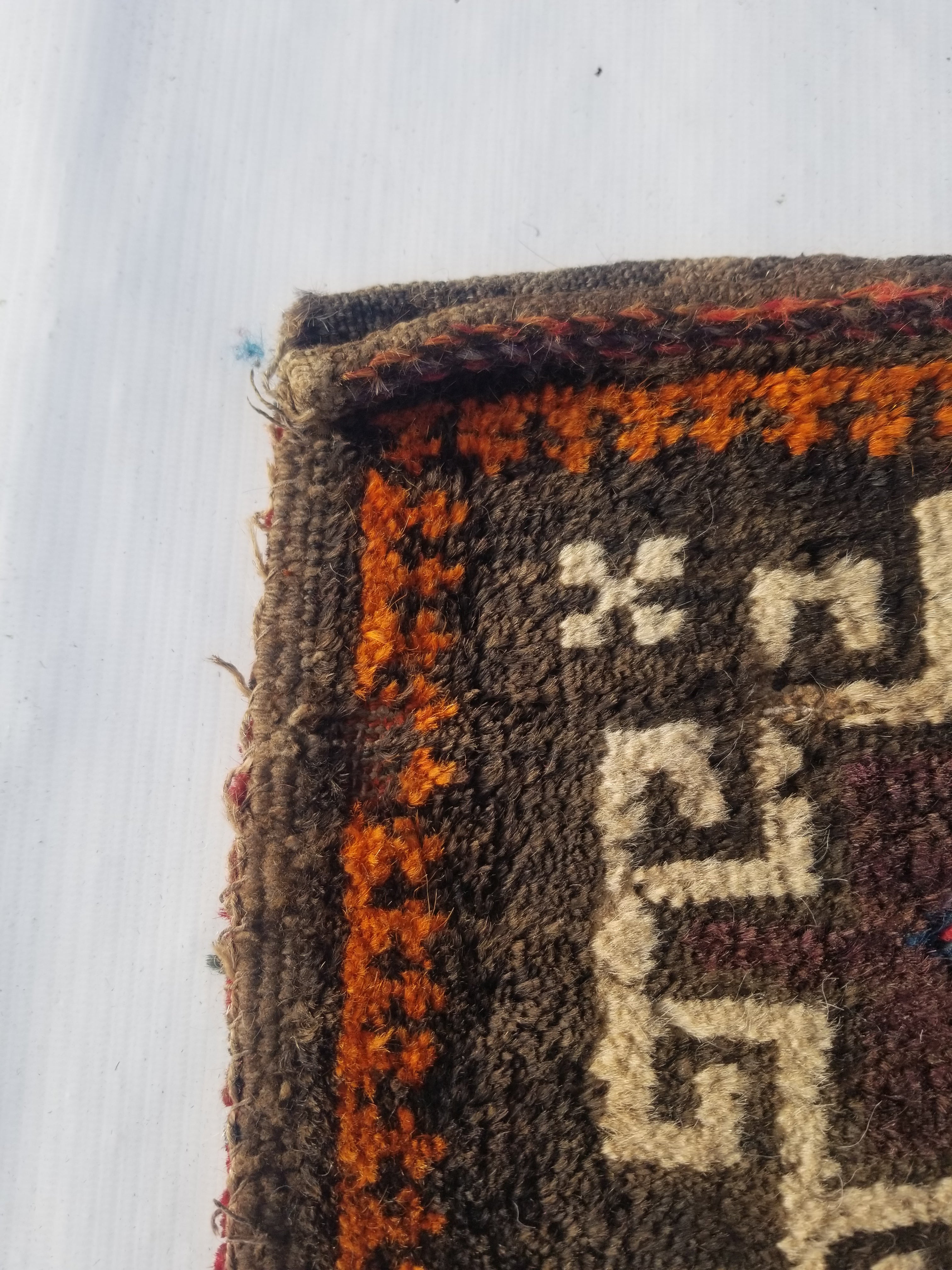 Antique Traditional Handmade Afghan Wool Multicolor Saddle Bag 28x25cm