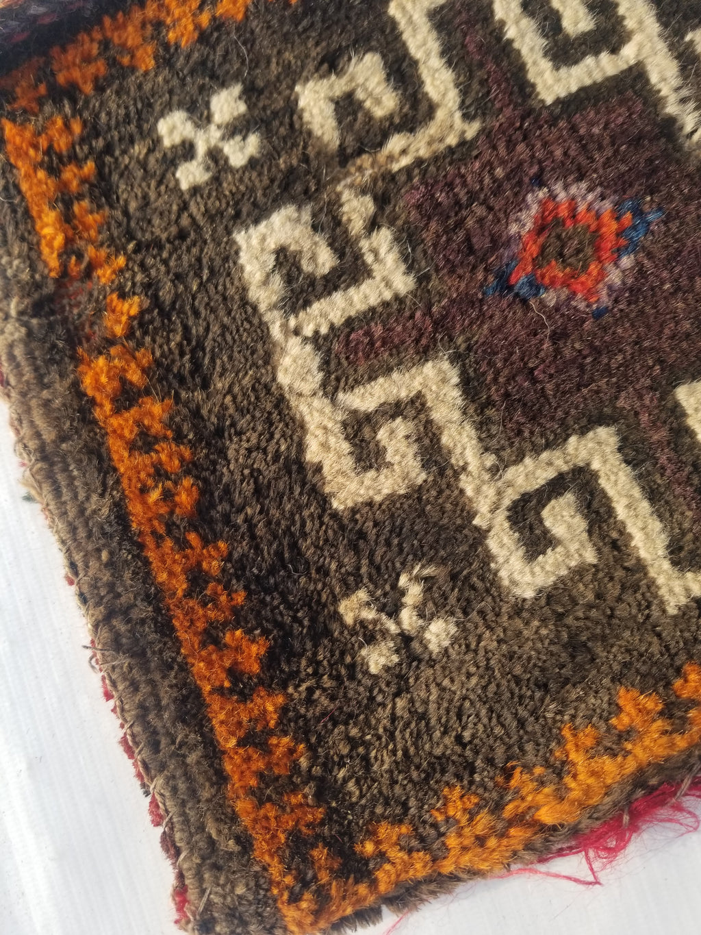 Antique Traditional Handmade Afghan Wool Multicolor Saddle Bag 28x25cm