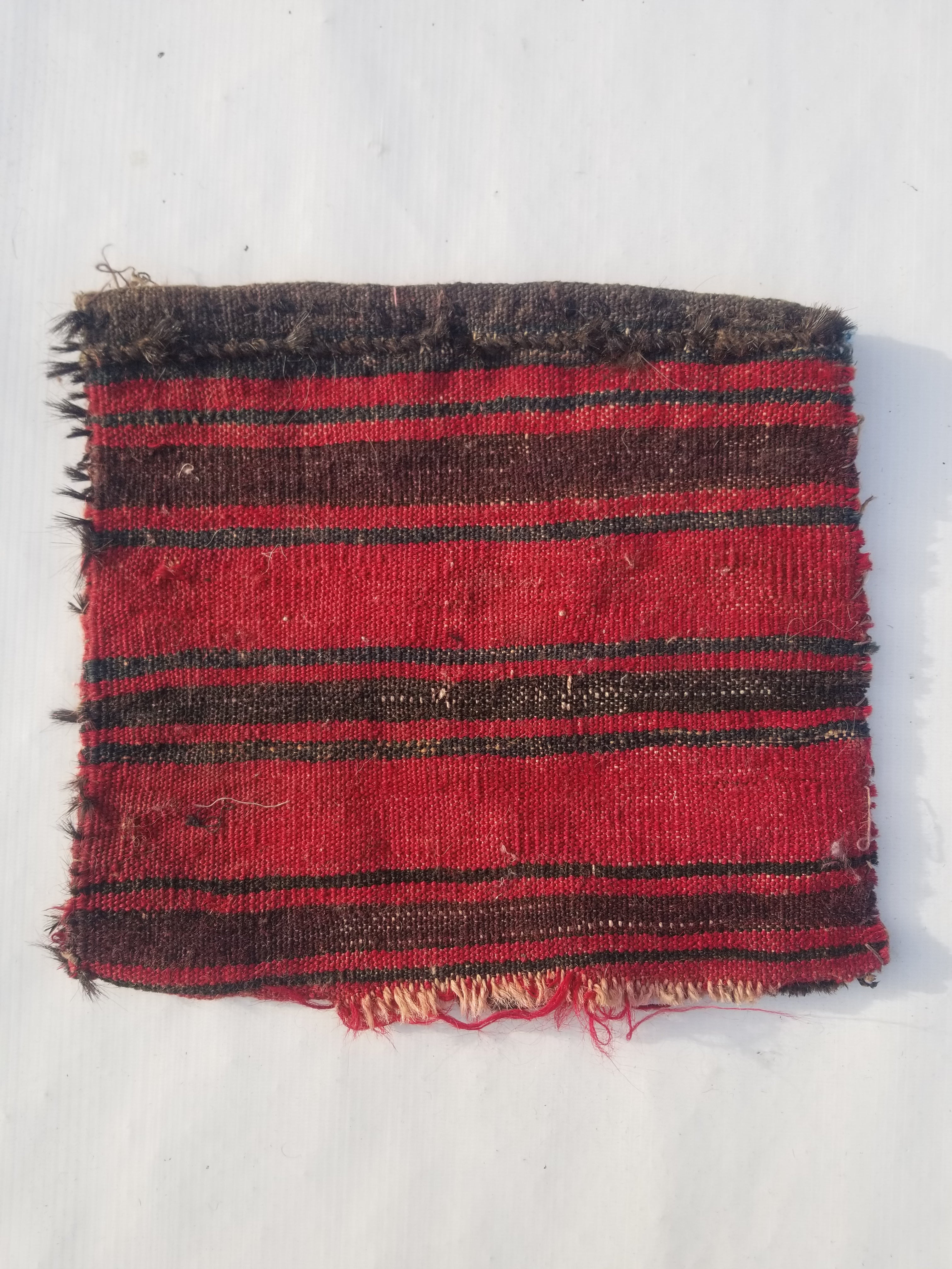 Antique Traditional Handmade Afghan Wool Multicolor Saddle Bag 28x25cm