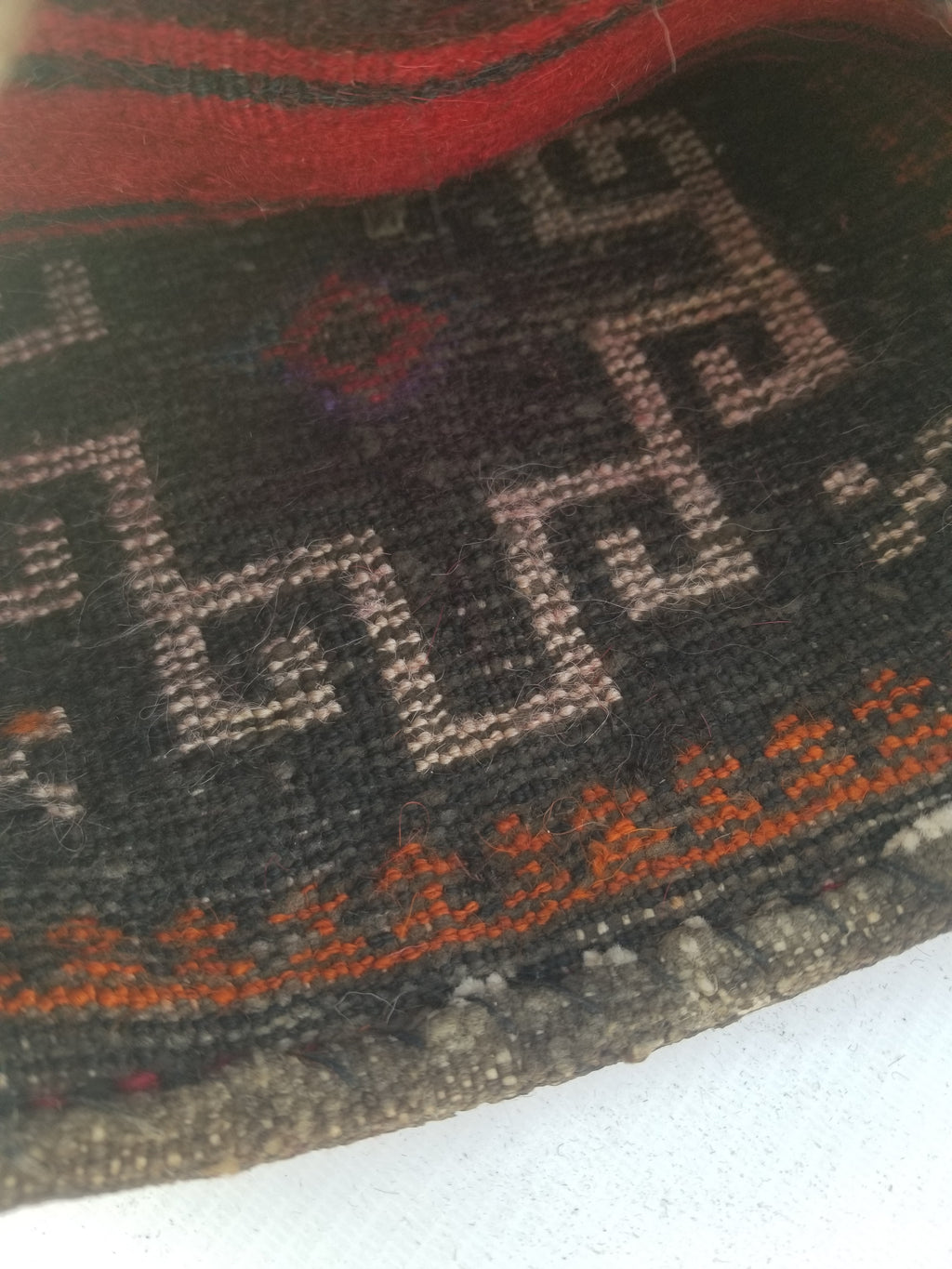 Antique Traditional Handmade Afghan Wool Multicolor Saddle Bag 28x25cm