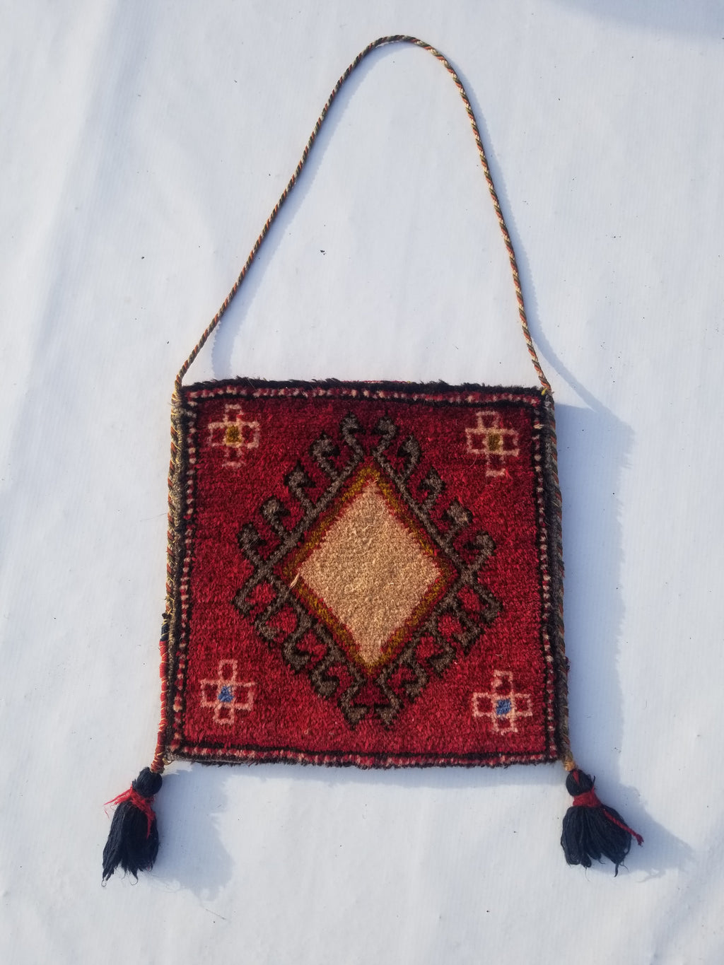 Antique Traditional Handmade Turkoman Wool Multicolor Bag 33x30cm