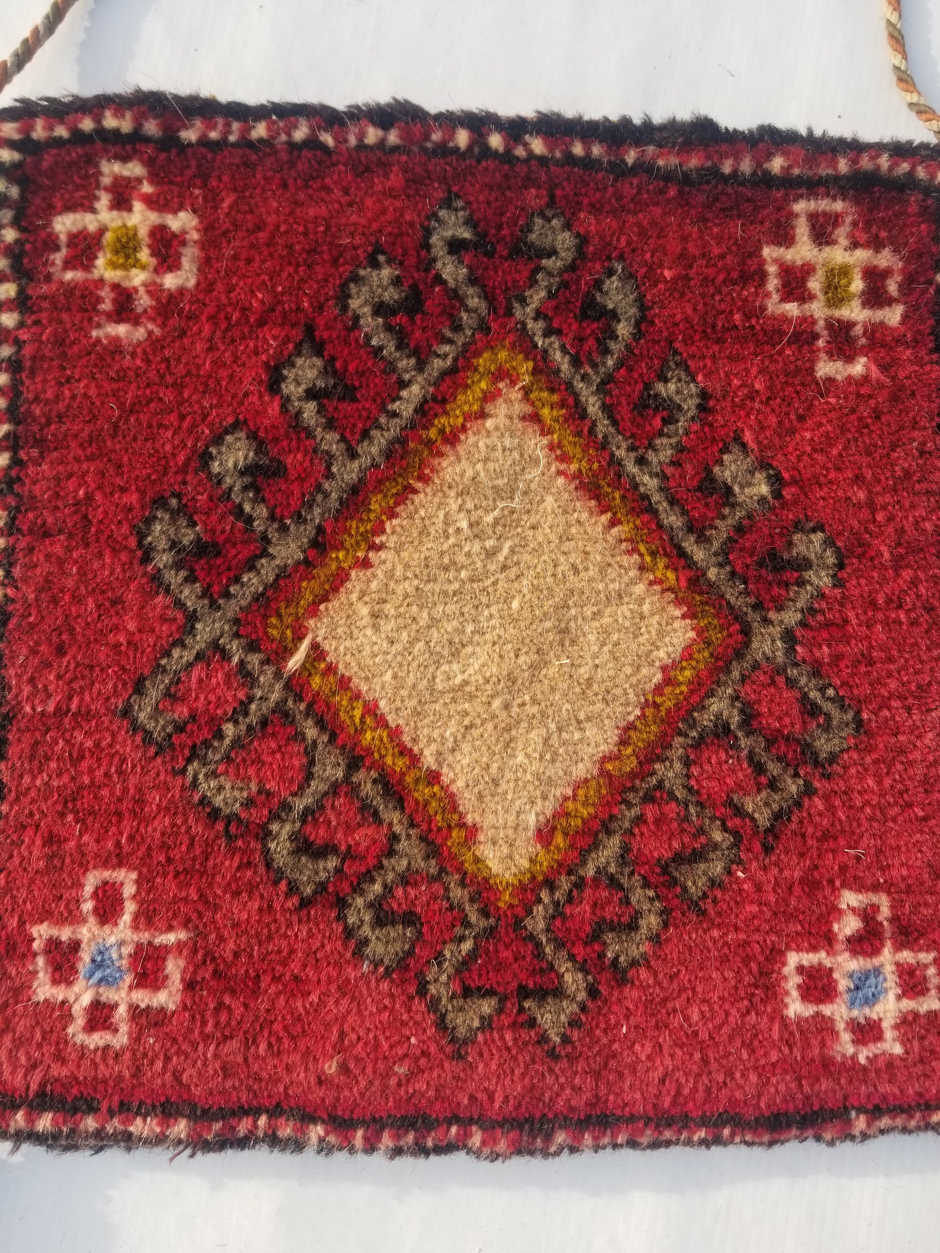 Antique Traditional Handmade Turkoman Wool Multicolor Bag 33x30cm