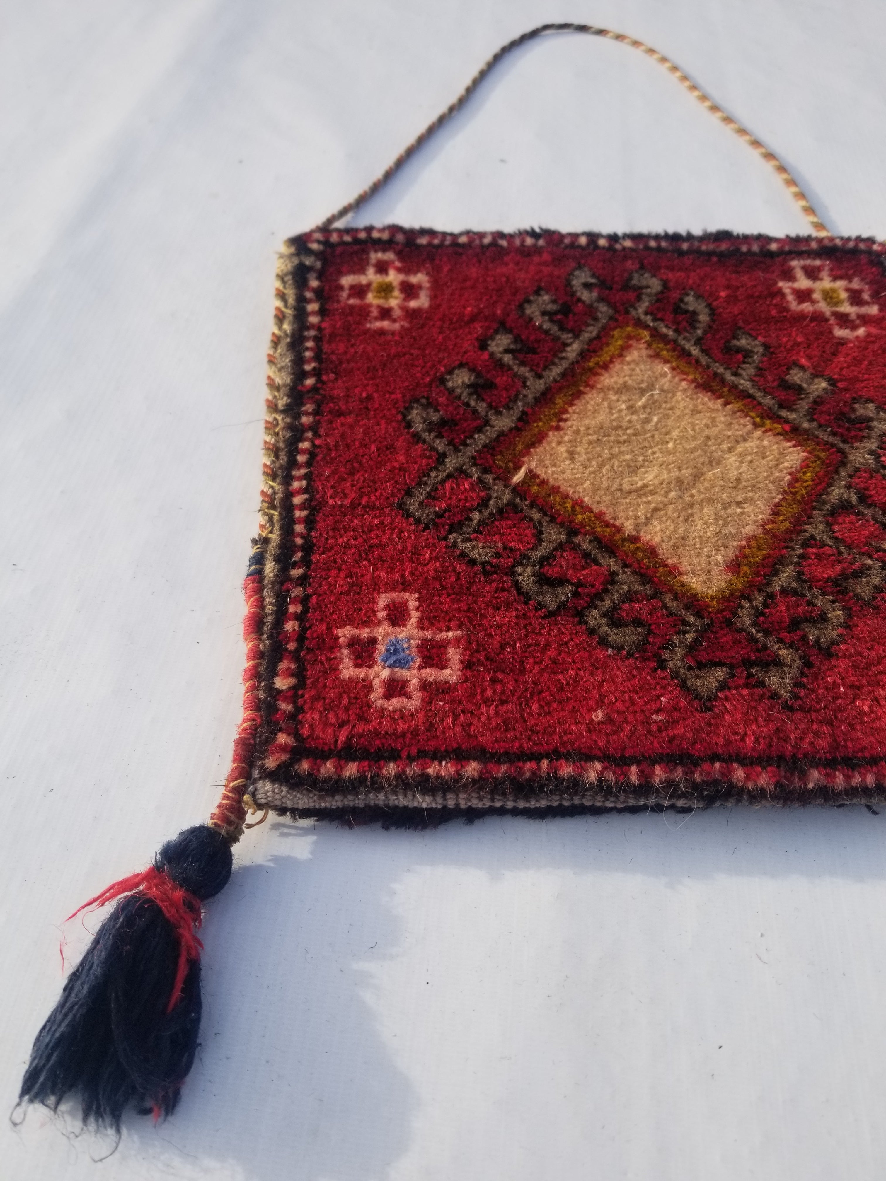 Antique Traditional Handmade Turkoman Wool Multicolor Bag 33x30cm