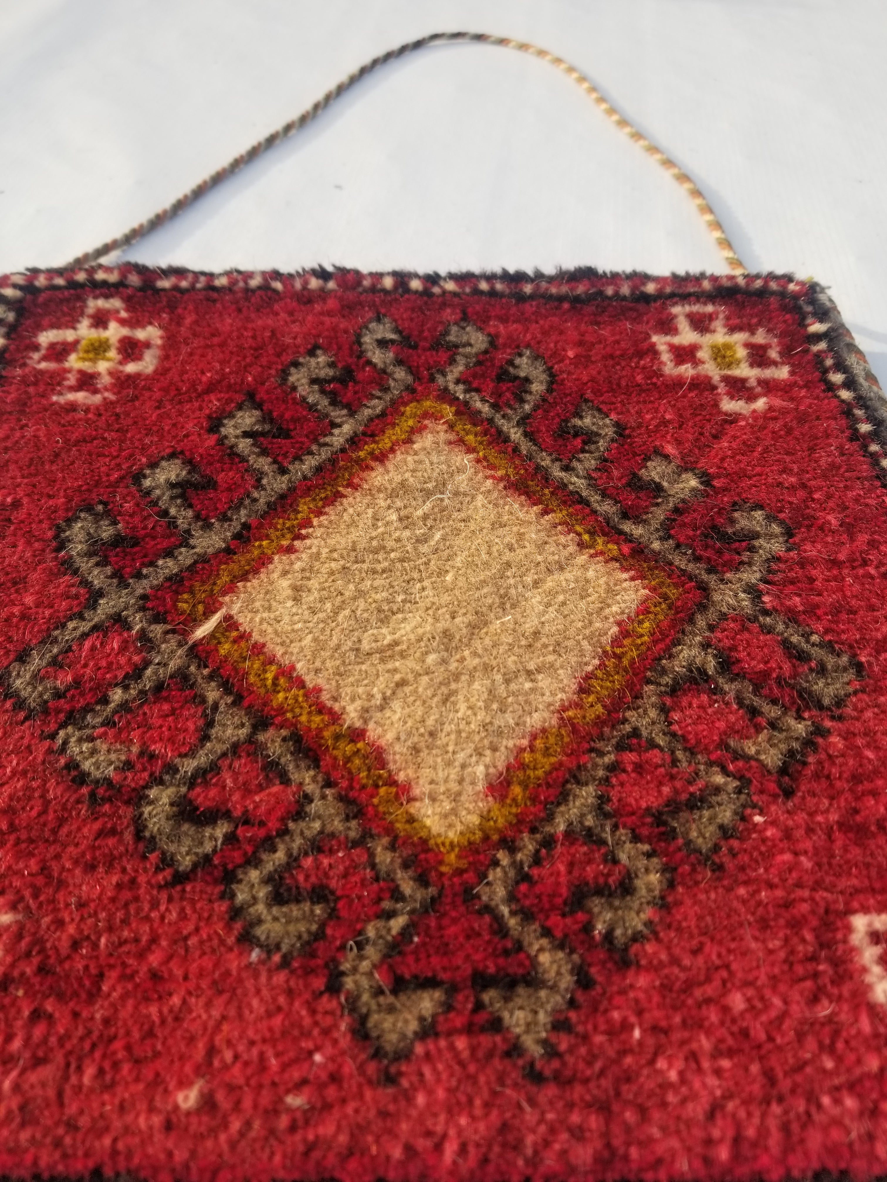 Antique Traditional Handmade Turkoman Wool Multicolor Bag 33x30cm