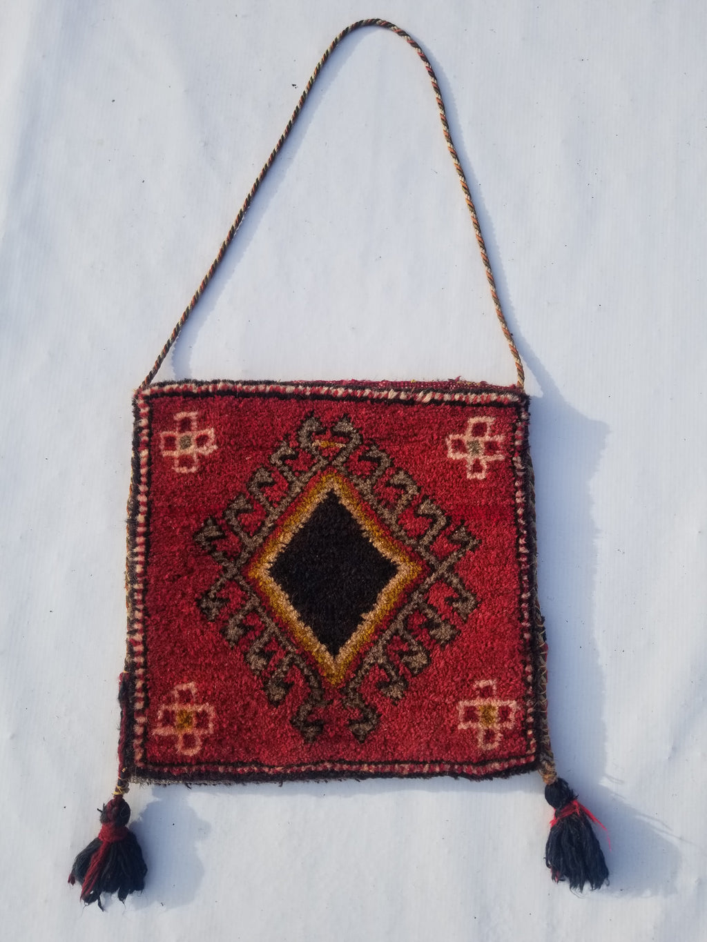Antique Traditional Handmade Turkoman Wool Multicolor Bag 33x30cm