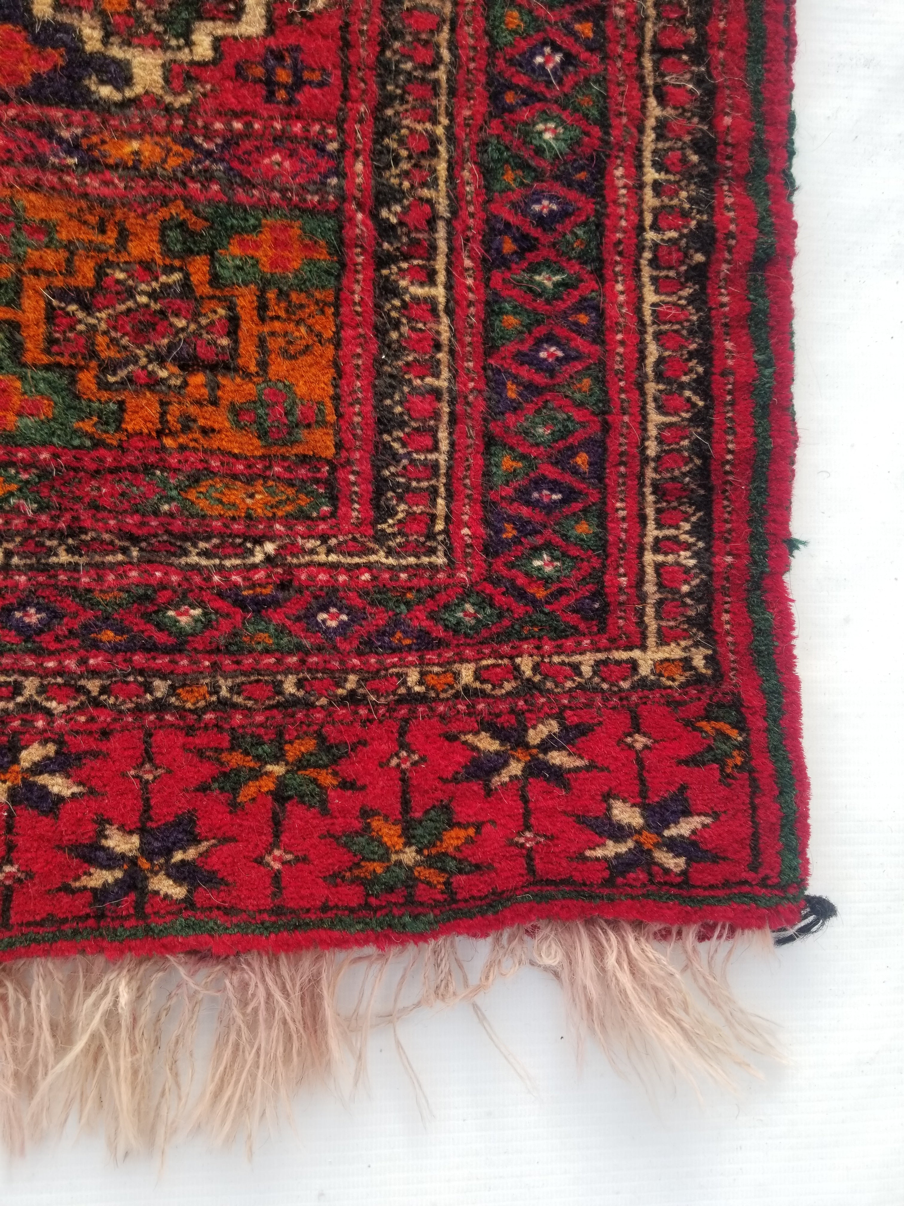 Antique Traditional Handmade Afghan Wool Multicolor Saddle Bag 54x53cm