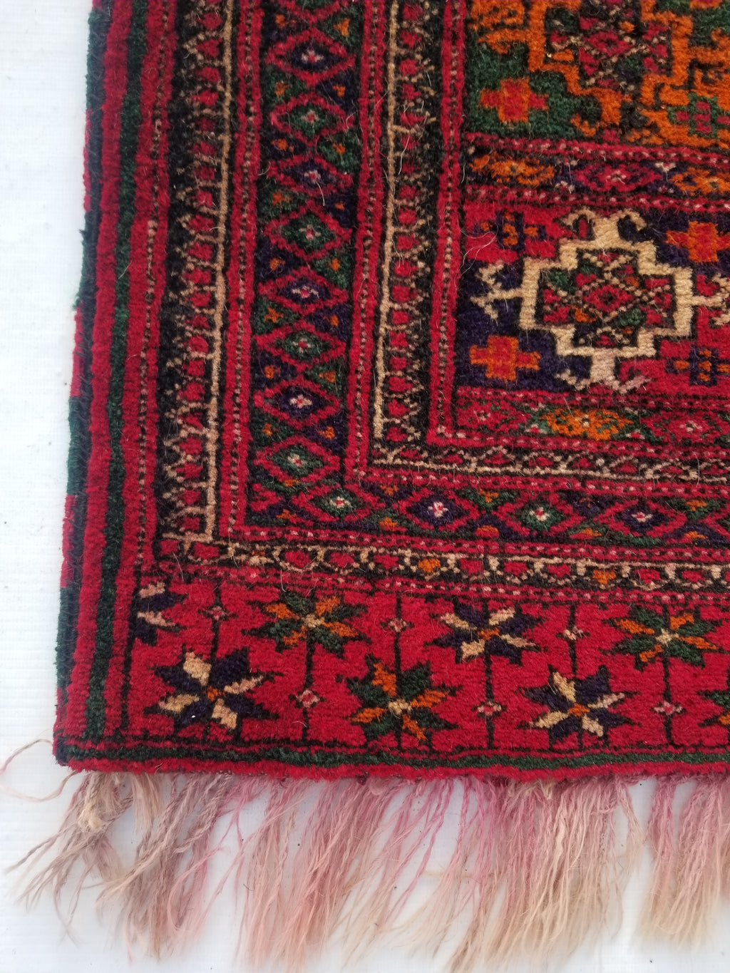 Antique Traditional Handmade Afghan Wool Multicolor Saddle Bag 54x53cm