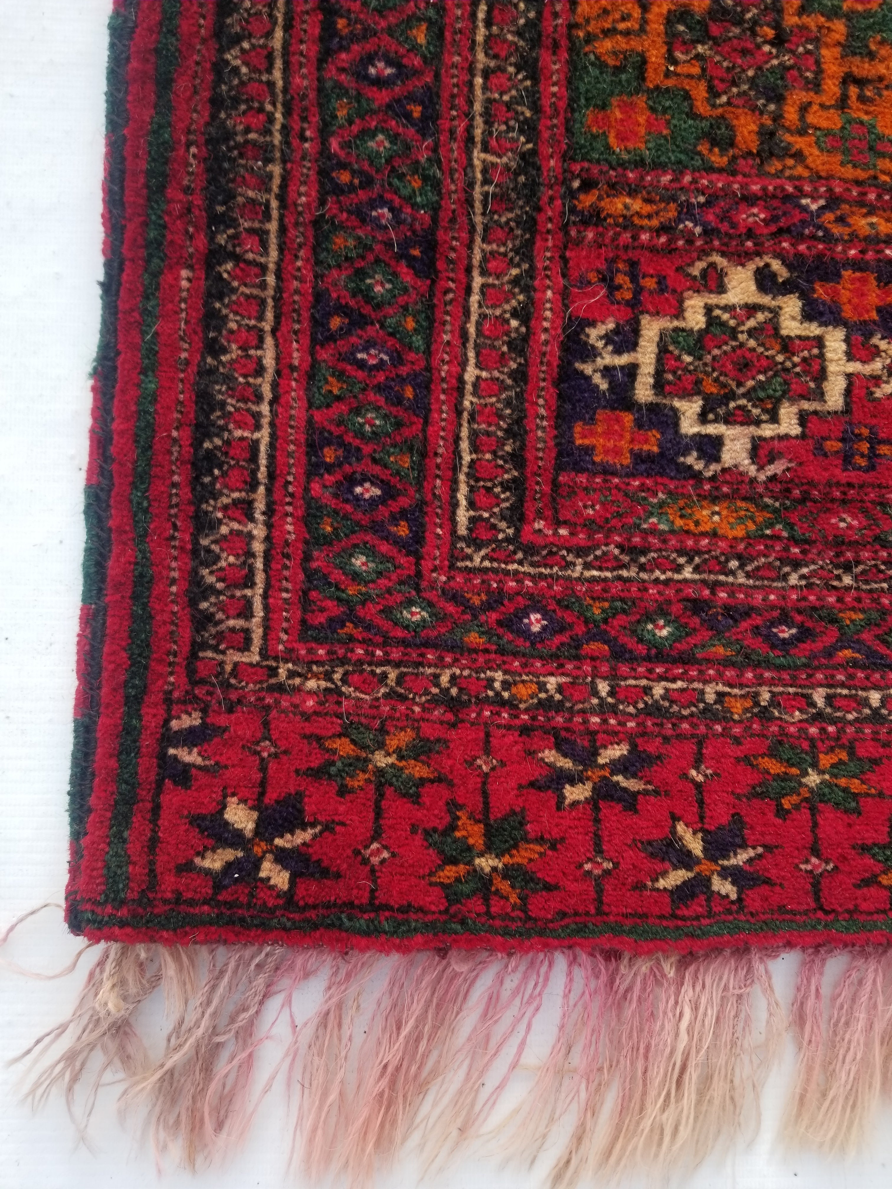 Antique Traditional Handmade Afghan Wool Multicolor Saddle Bag 54x53cm