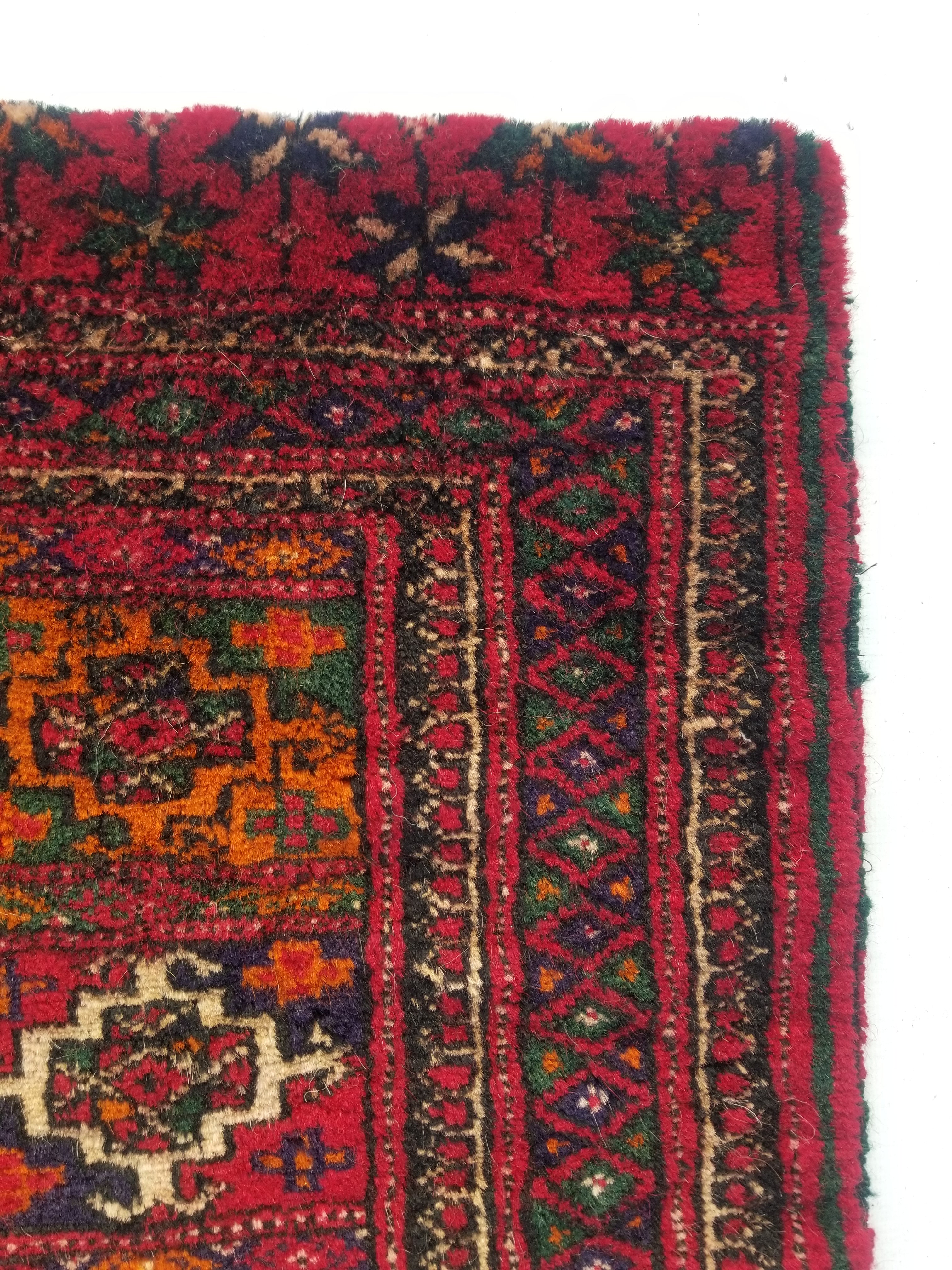 Antique Traditional Handmade Afghan Wool Multicolor Saddle Bag 54x53cm