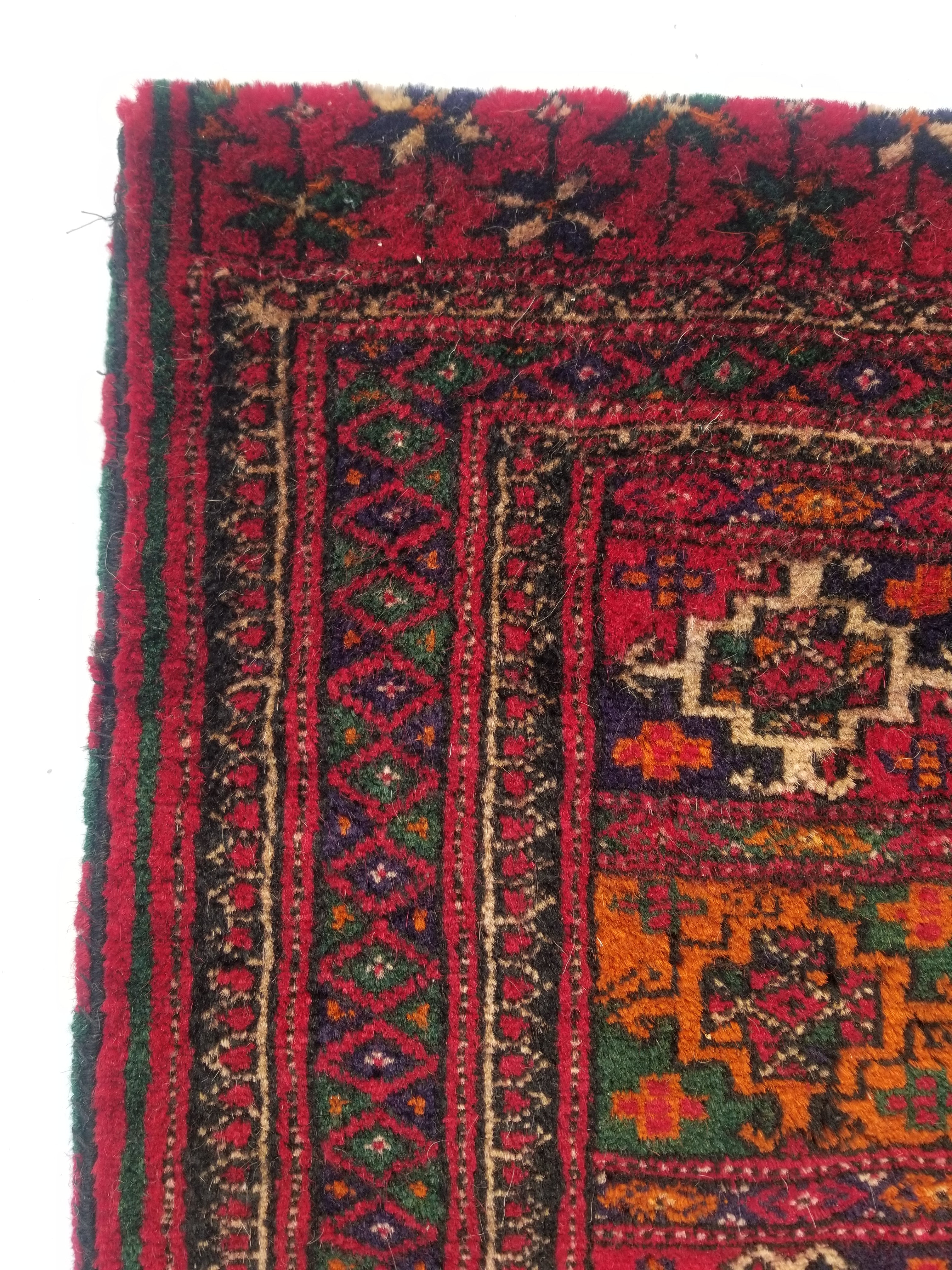 Antique Traditional Handmade Afghan Wool Multicolor Saddle Bag 54x53cm