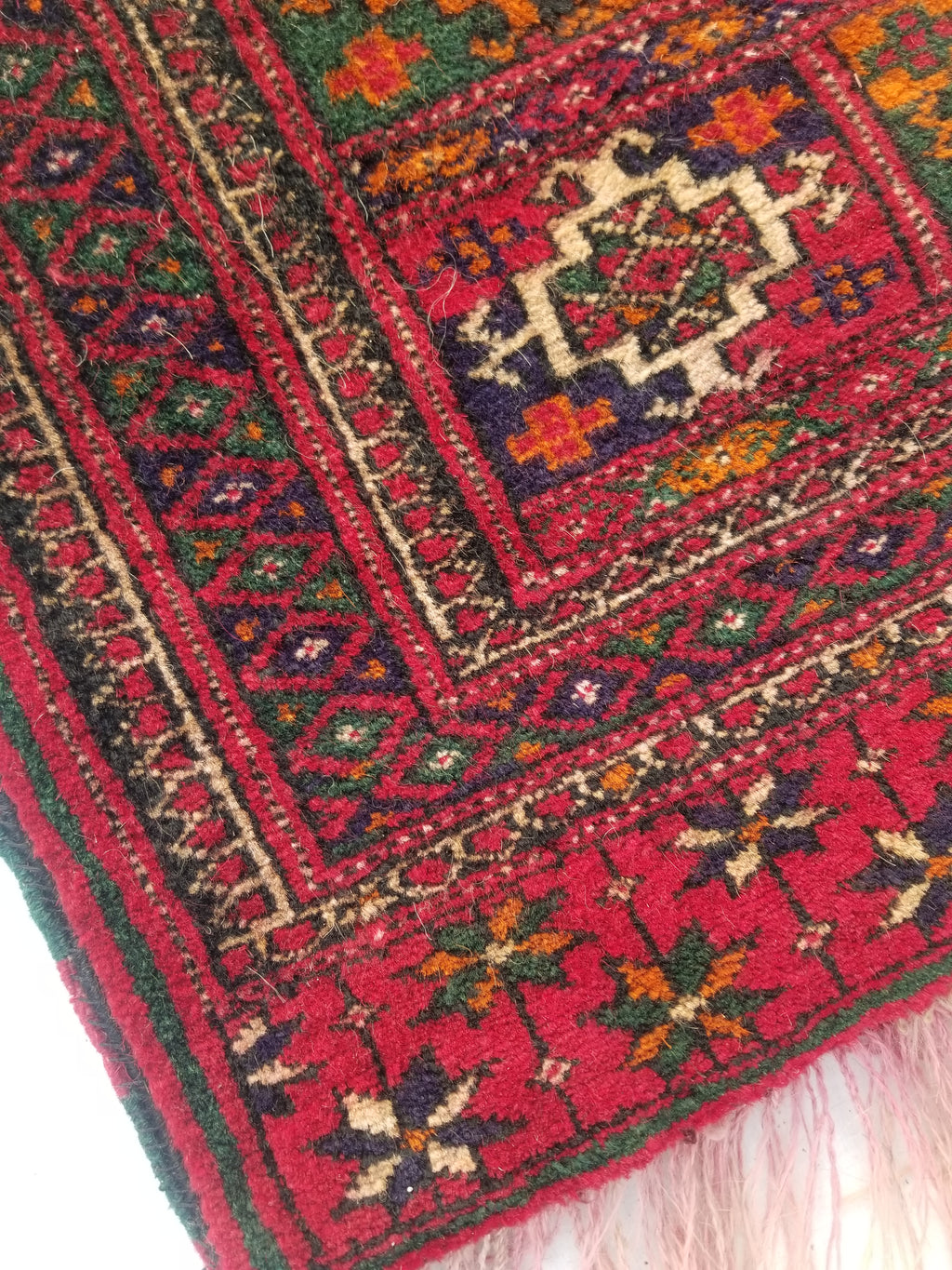 Antique Traditional Handmade Afghan Wool Multicolor Saddle Bag 54x53cm