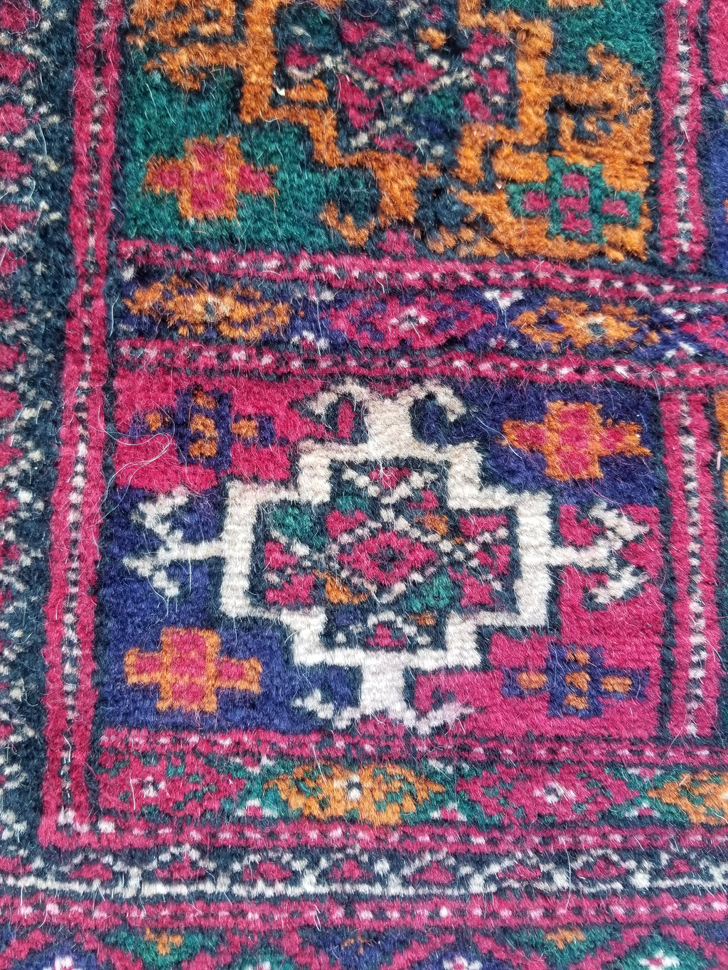 Antique Traditional Handmade Afghan Wool Multicolor Saddle Bag 54x53cm